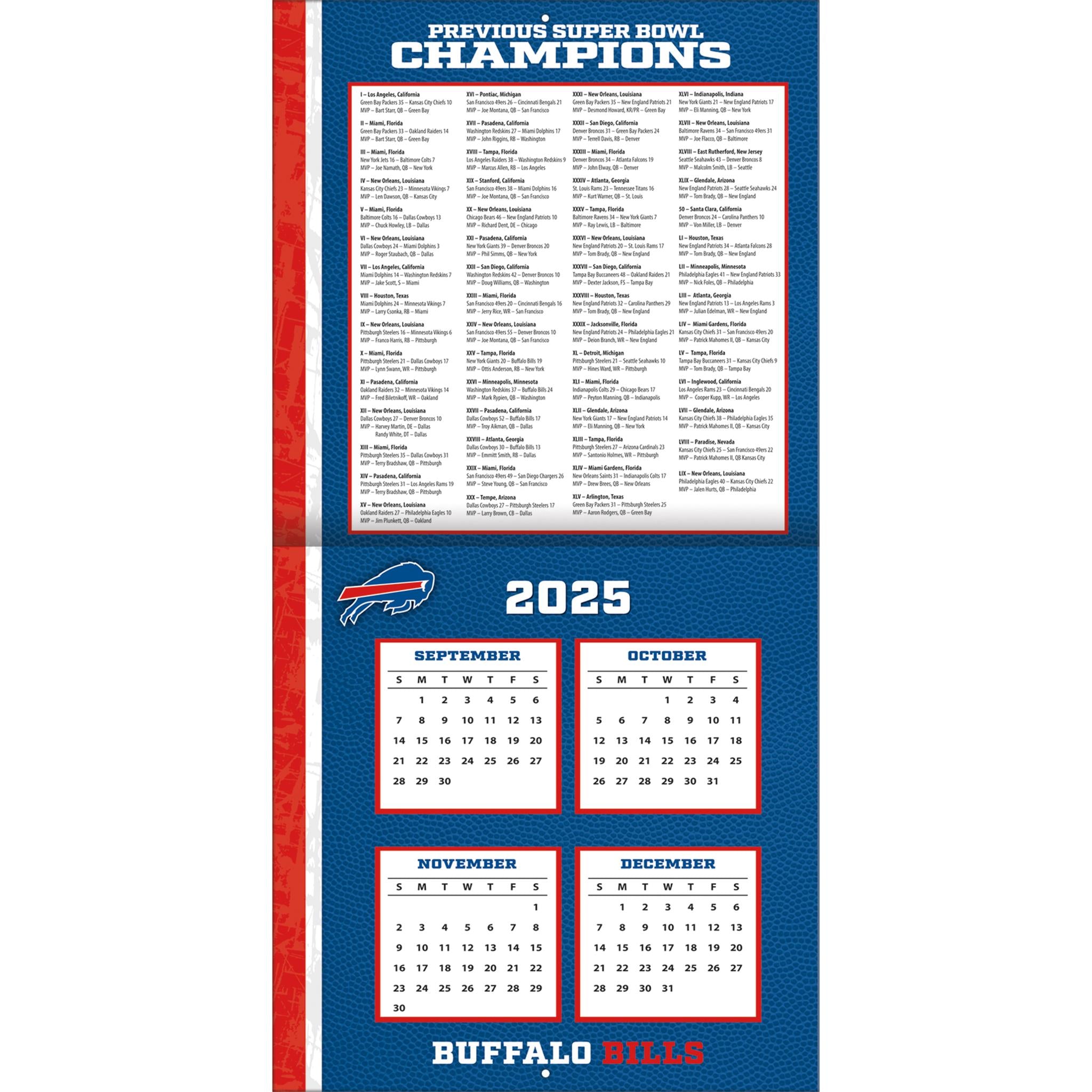 NFL Buffalo Bills 2026 Wall Calendar - Main Image