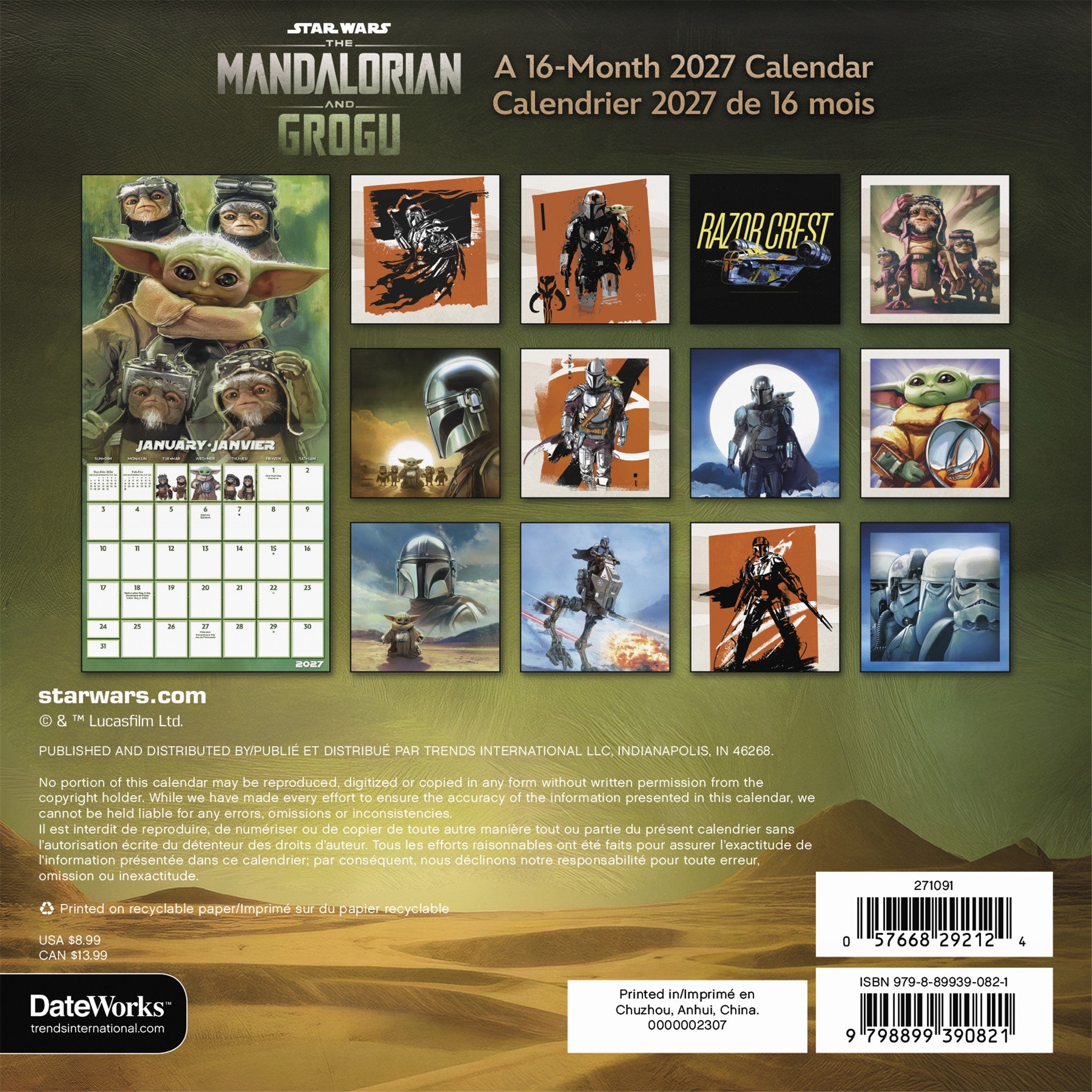Star Wars Mandalorian Grogu 2027 Mini Calendar