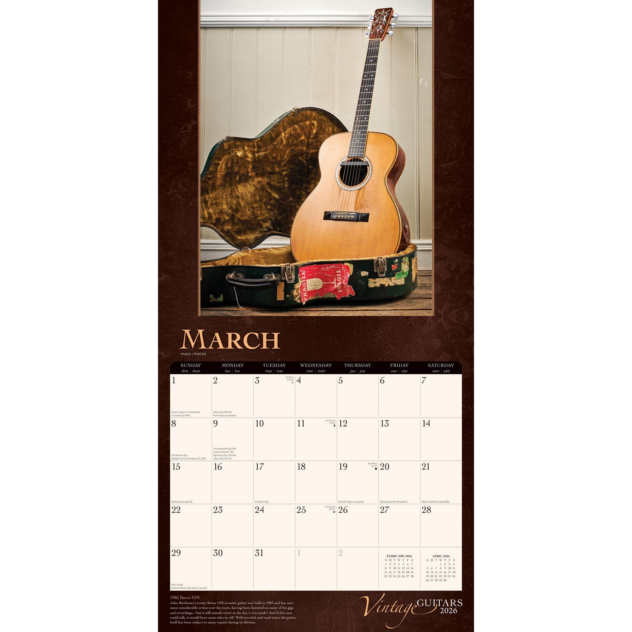 Vintage Guitars 2026 Wall Calendar