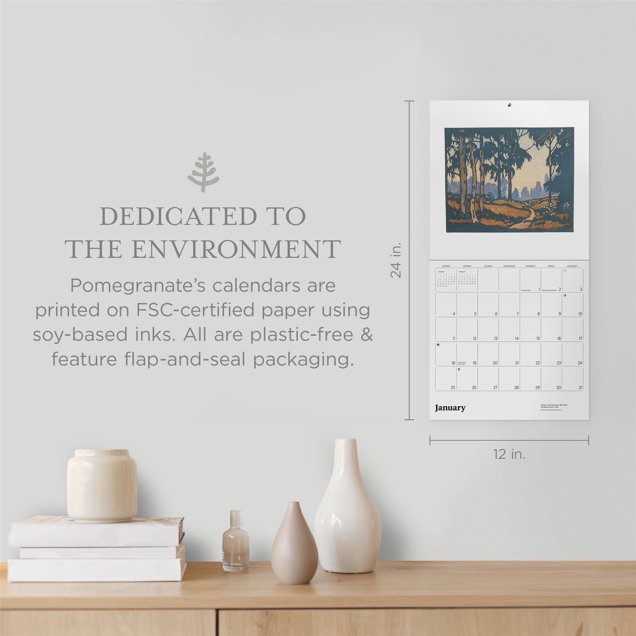 Arts & Crafts Block Prints 2026 Wall Calendar - Online Only