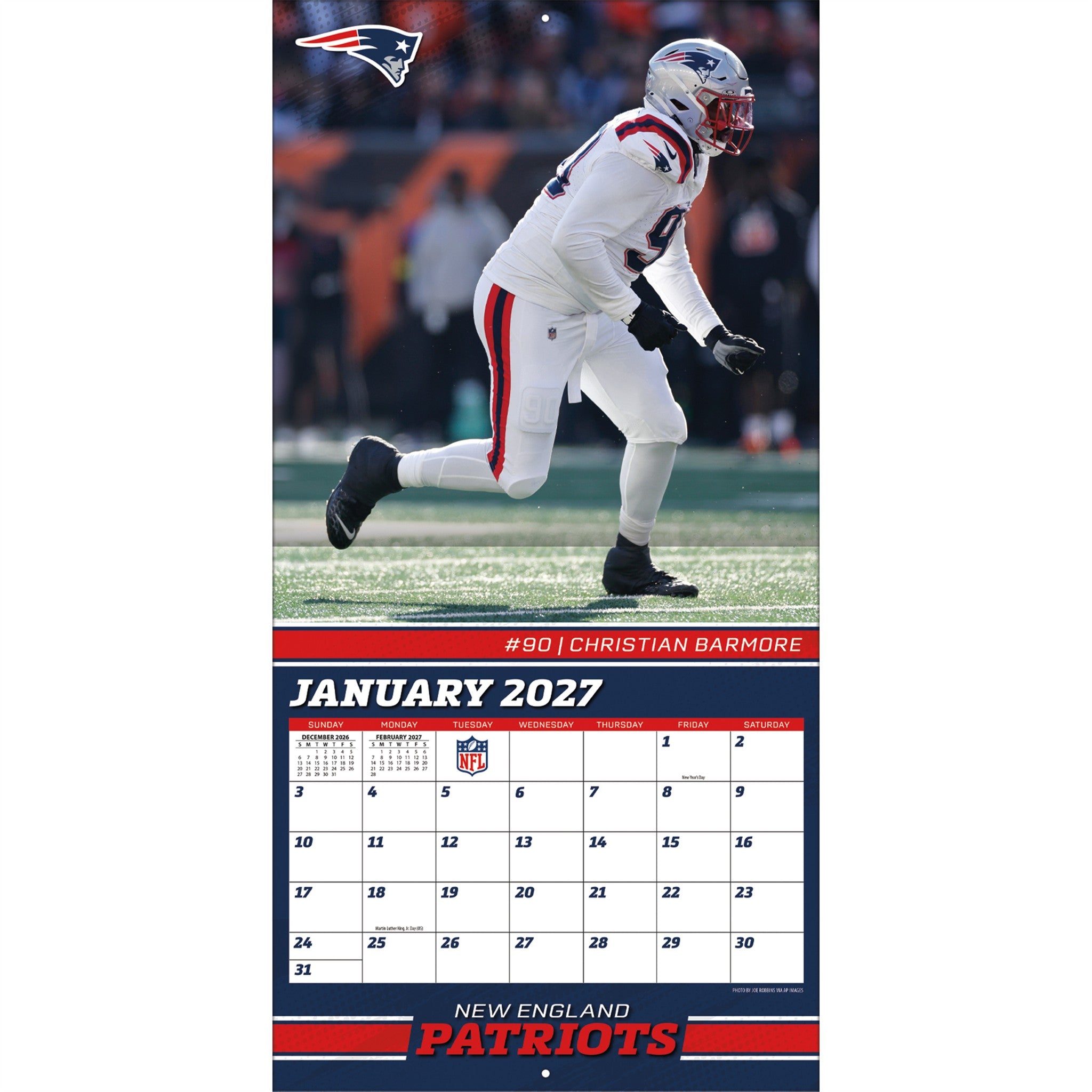 NFL New England Patriots 2027 Wall Calendar