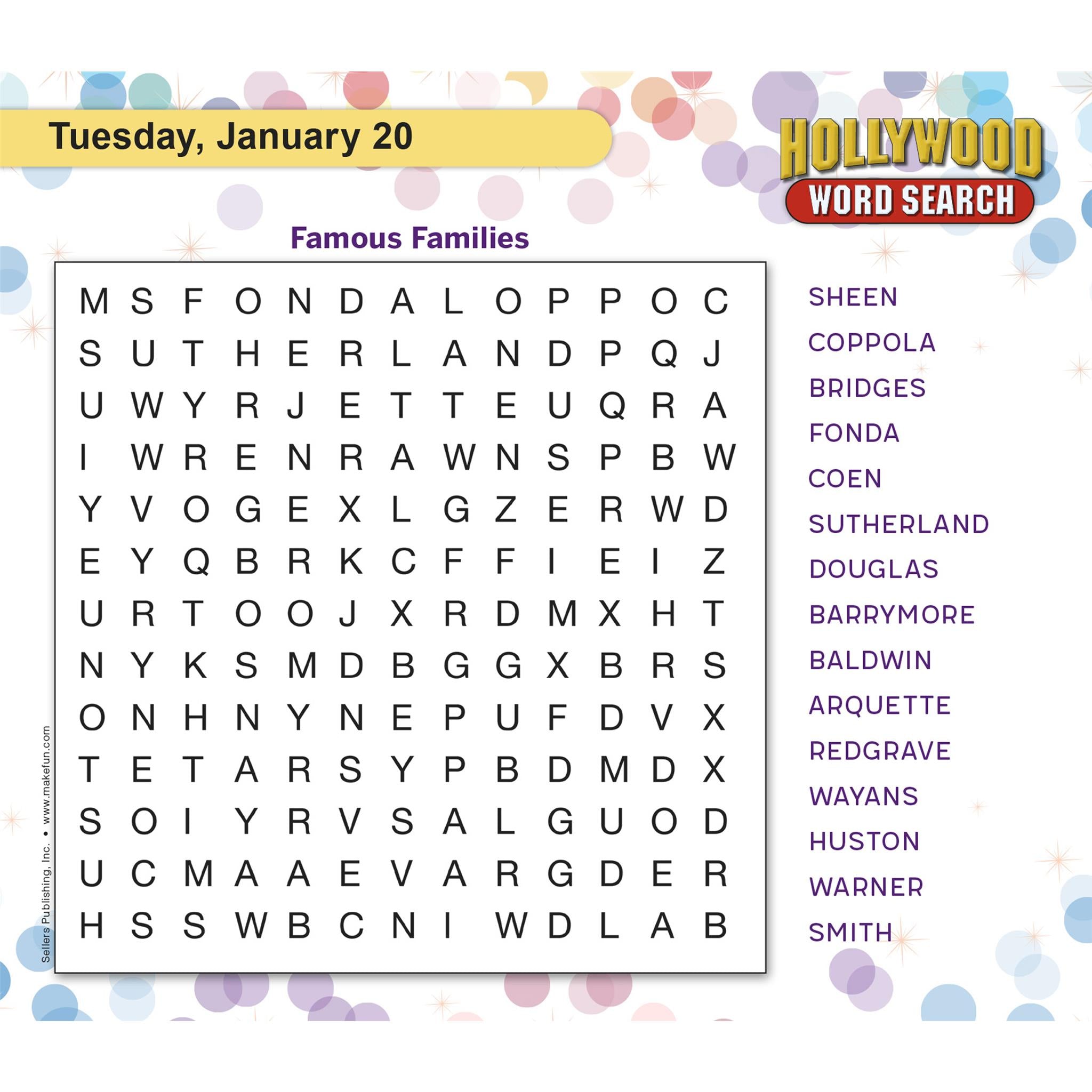 Hollywood Word Search 2026 Box Calendar - Online Only