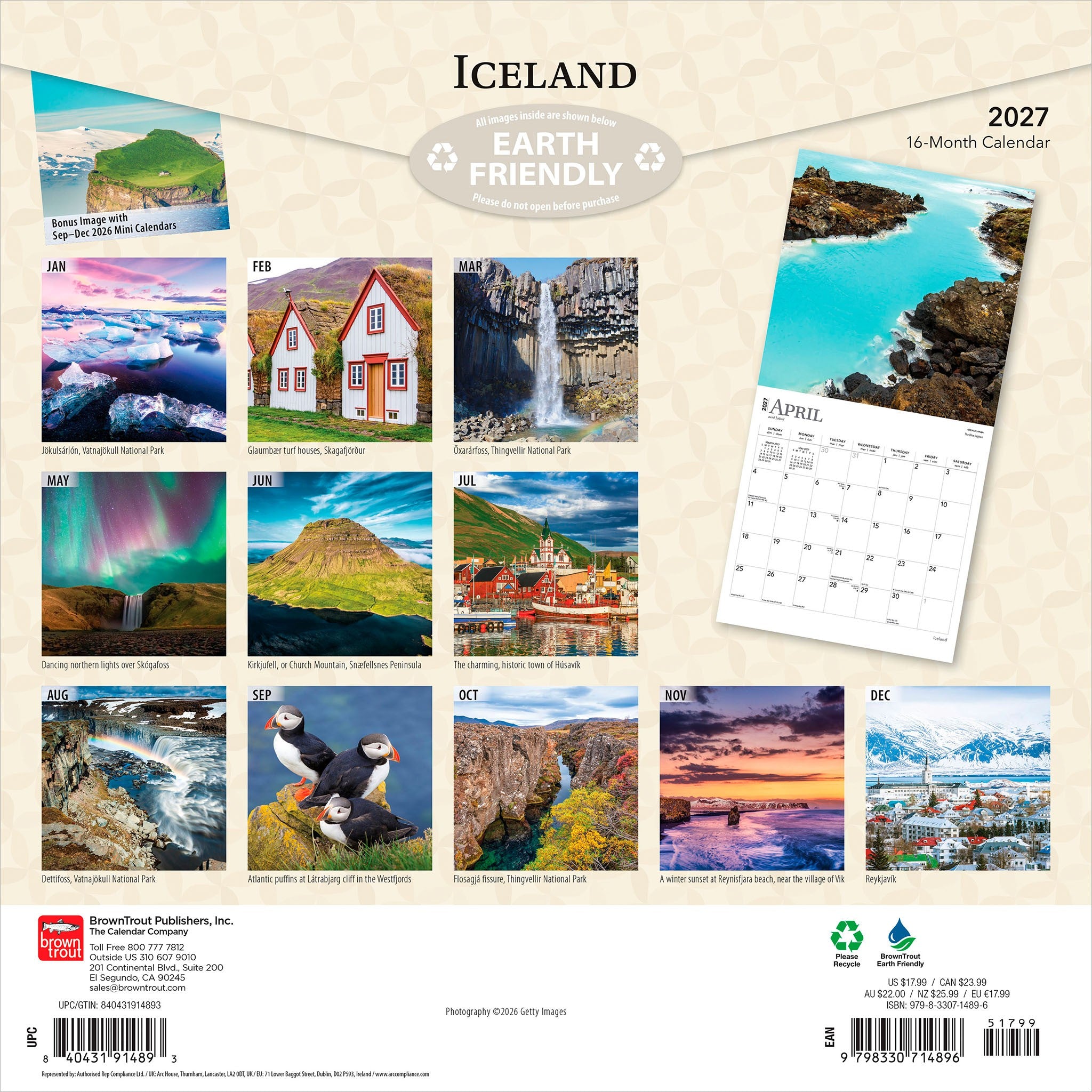 Iceland 2027 Wall Calendar