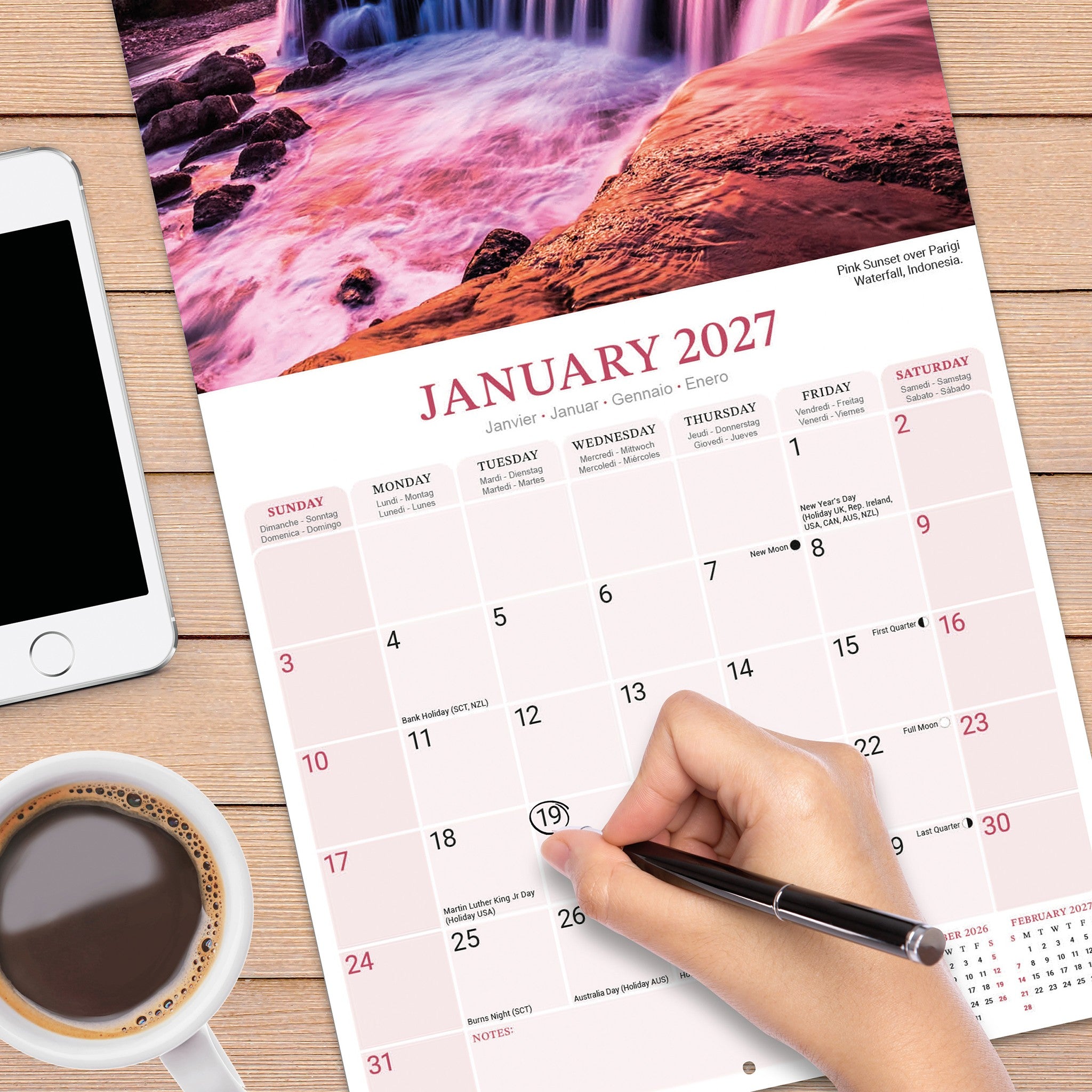 Waterfalls 2027 Wall Calendar