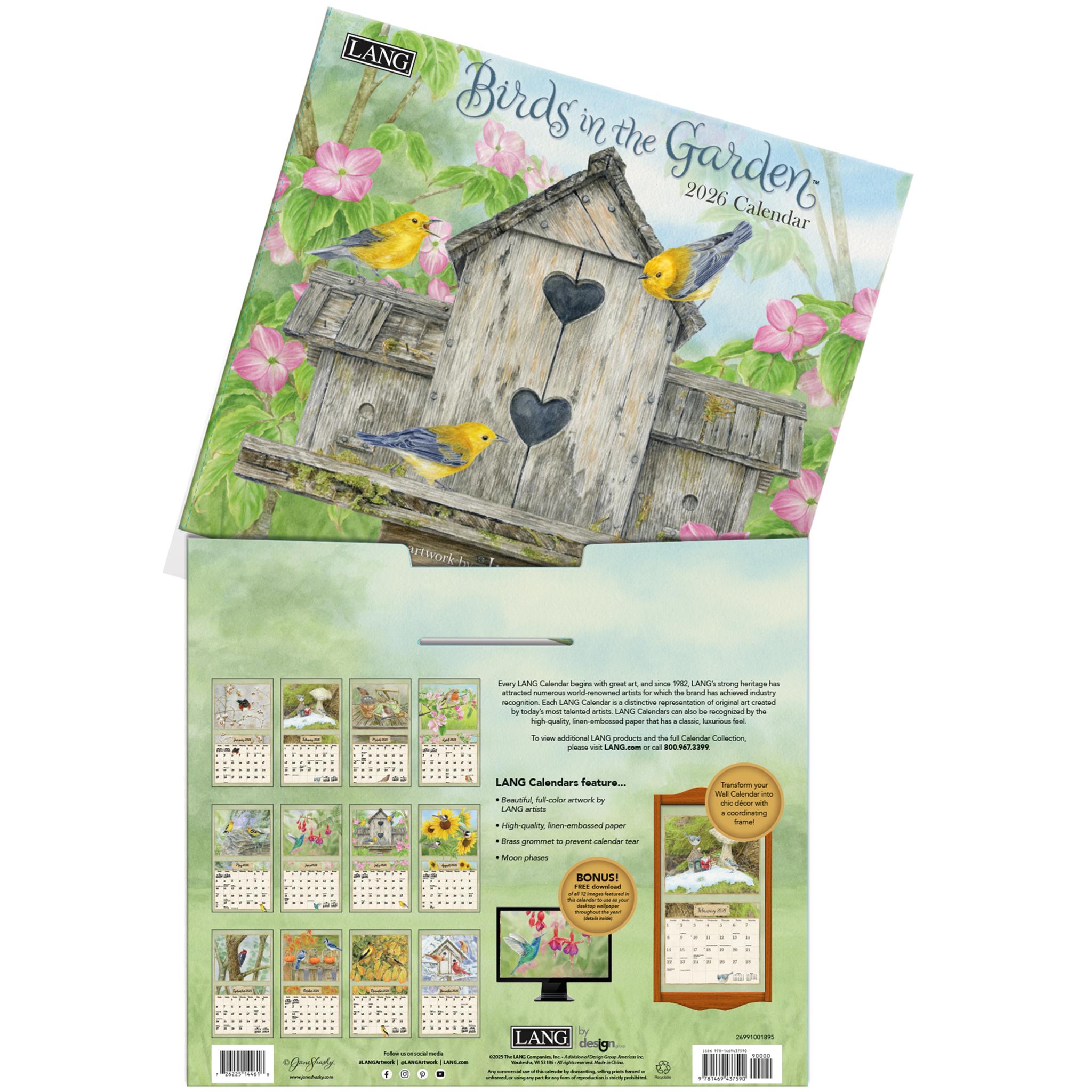 Birds In The Garden 2026 Deluxe Wall Calendar - Online Only