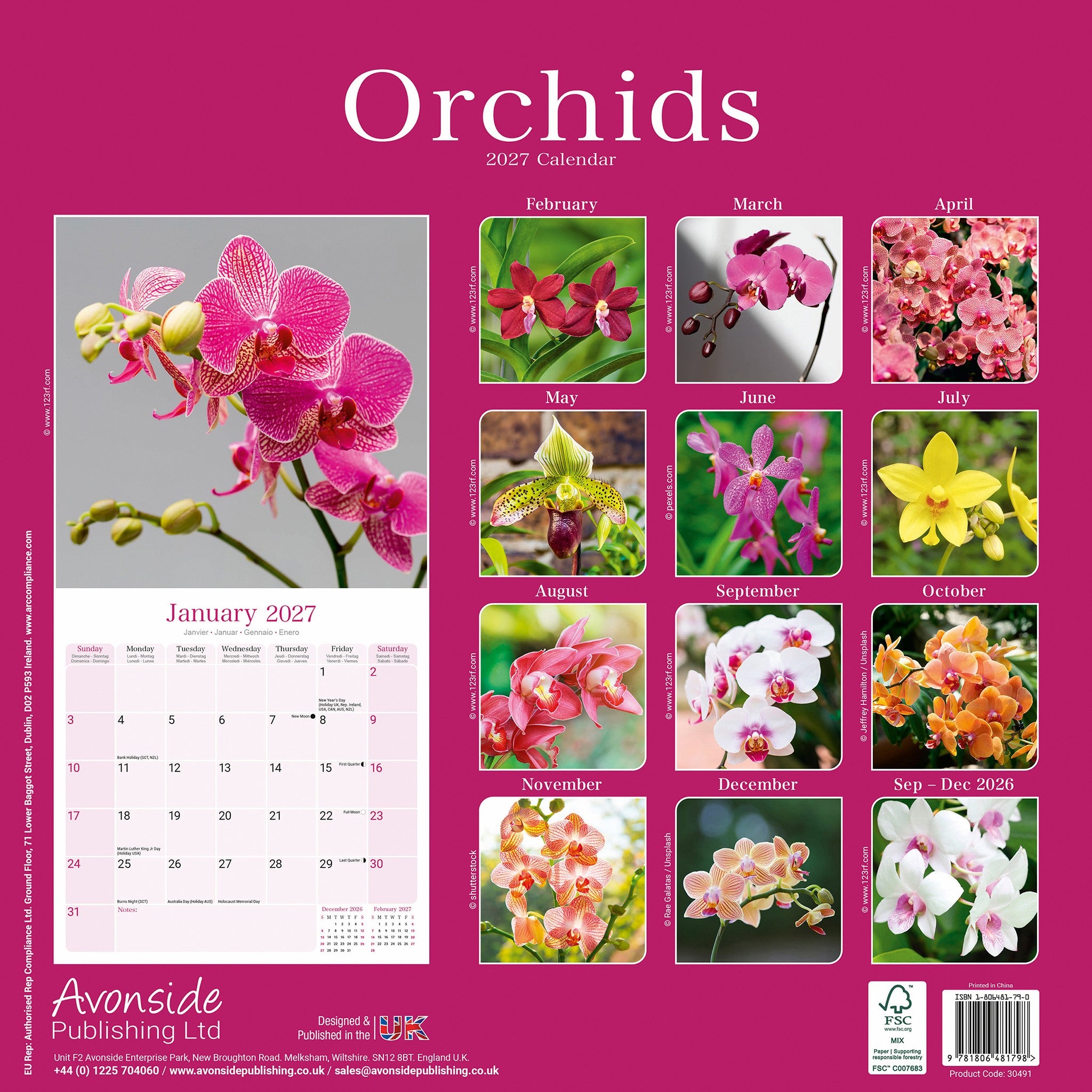 Orchids 2027 Wall Calendar