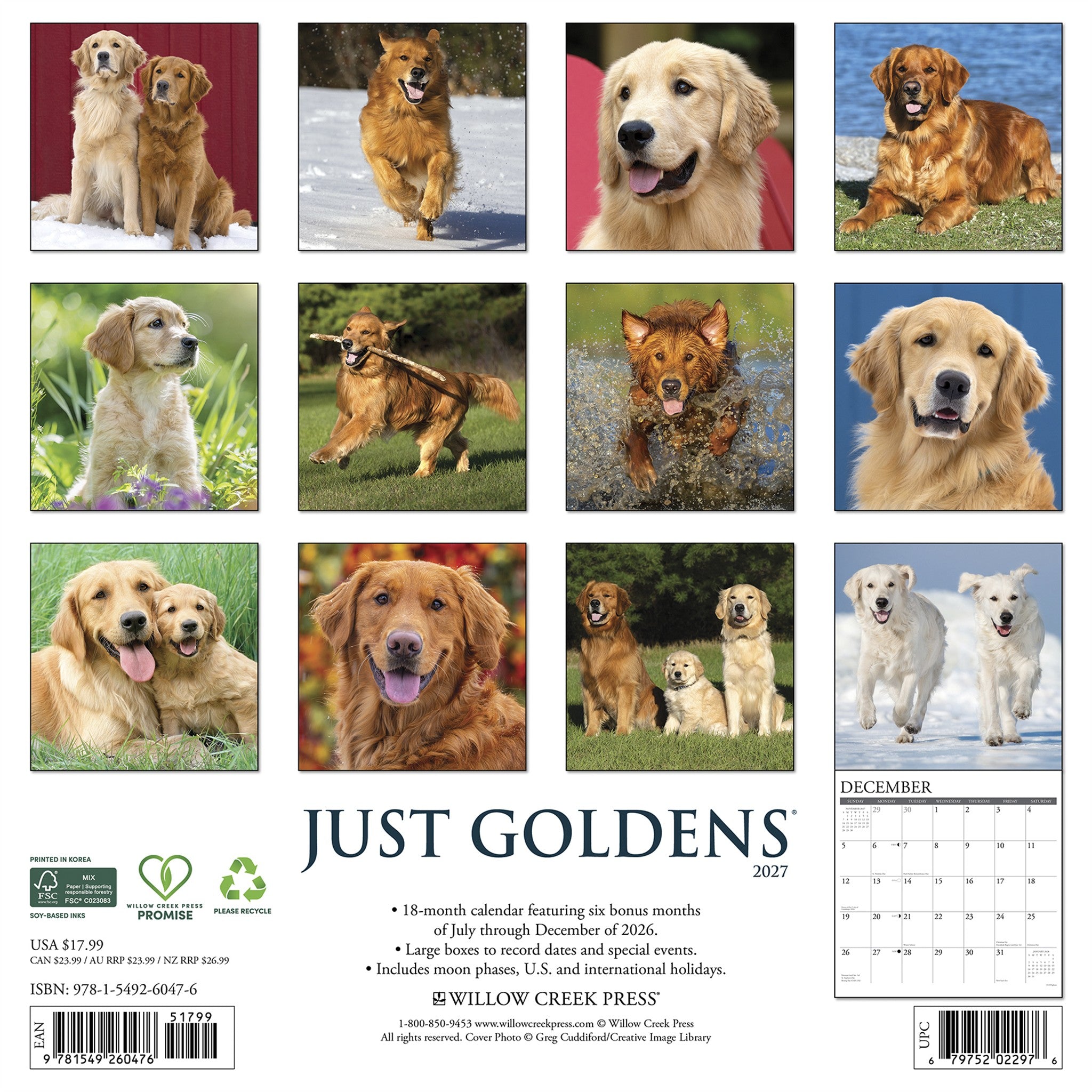 Goldens 2027 Wall Calendar