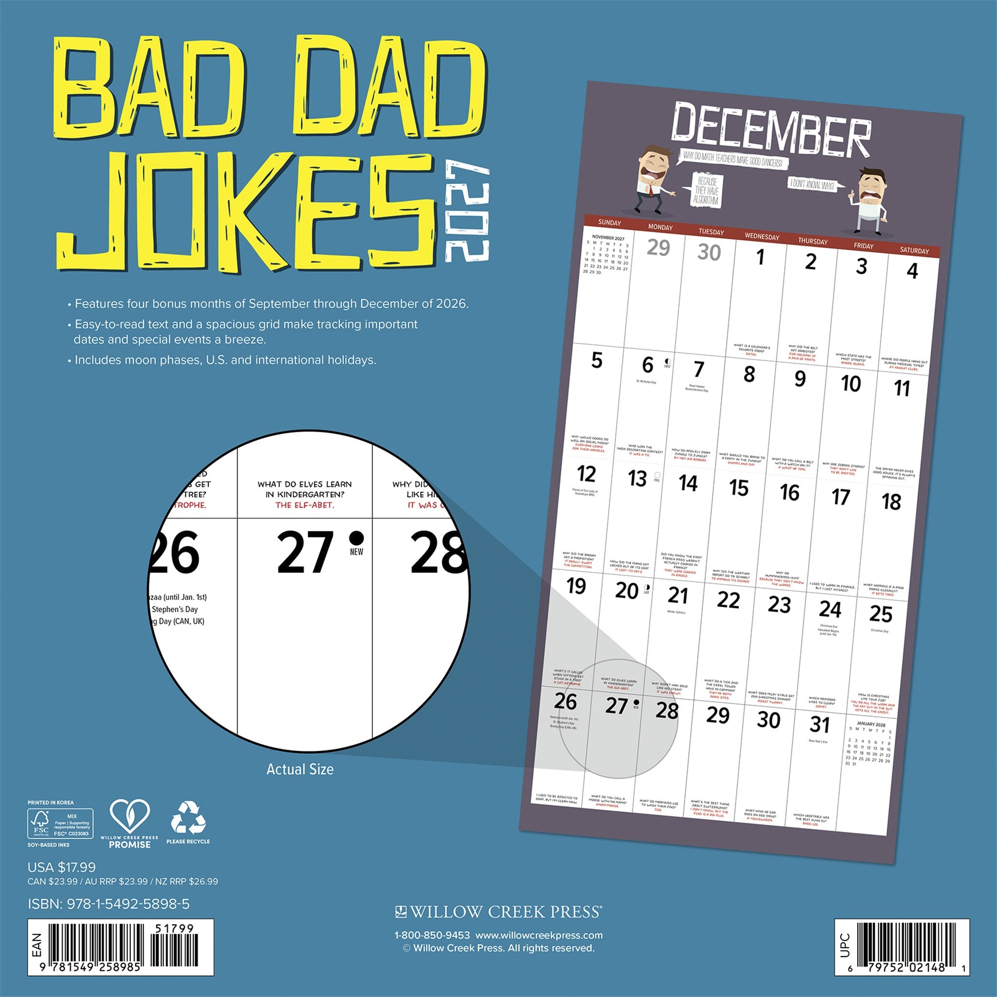 Bad Dad Jokes 2027 Wall Calendar