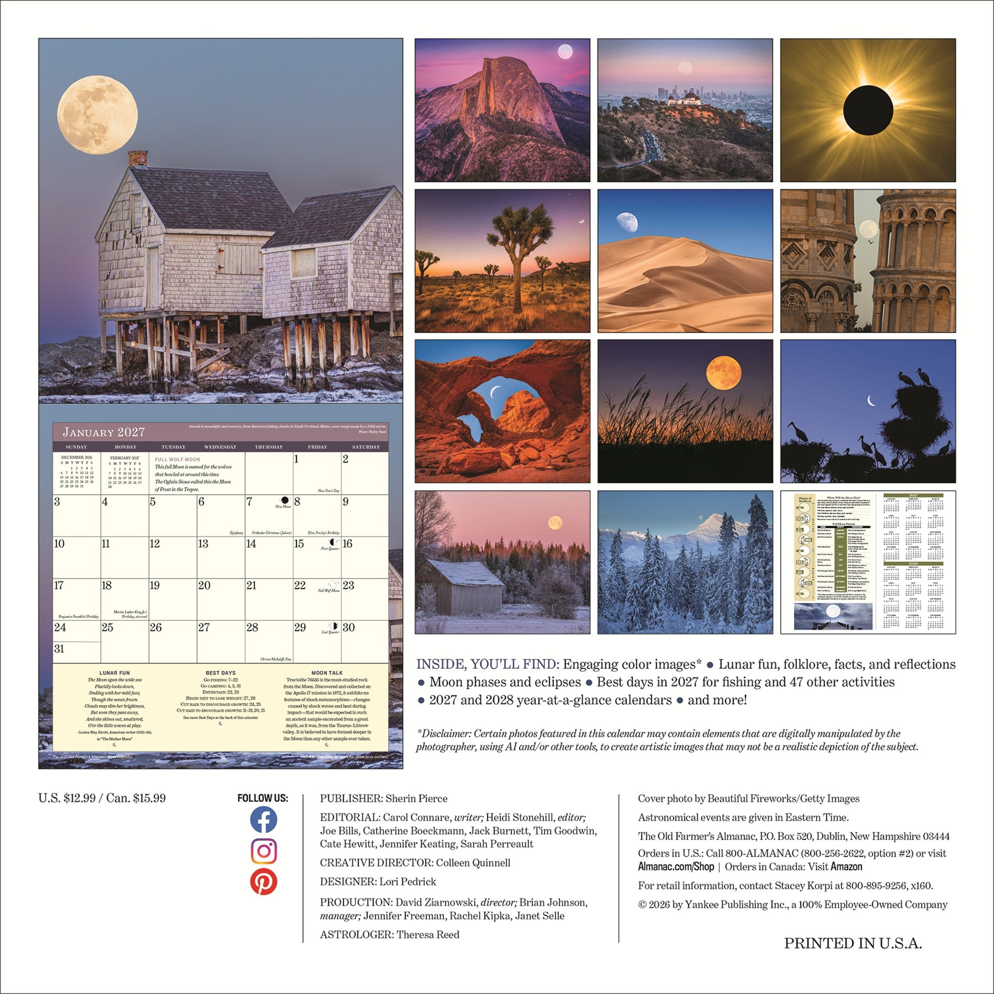 The Old Farmer's Almanac Moon 2027 Wall Calendar