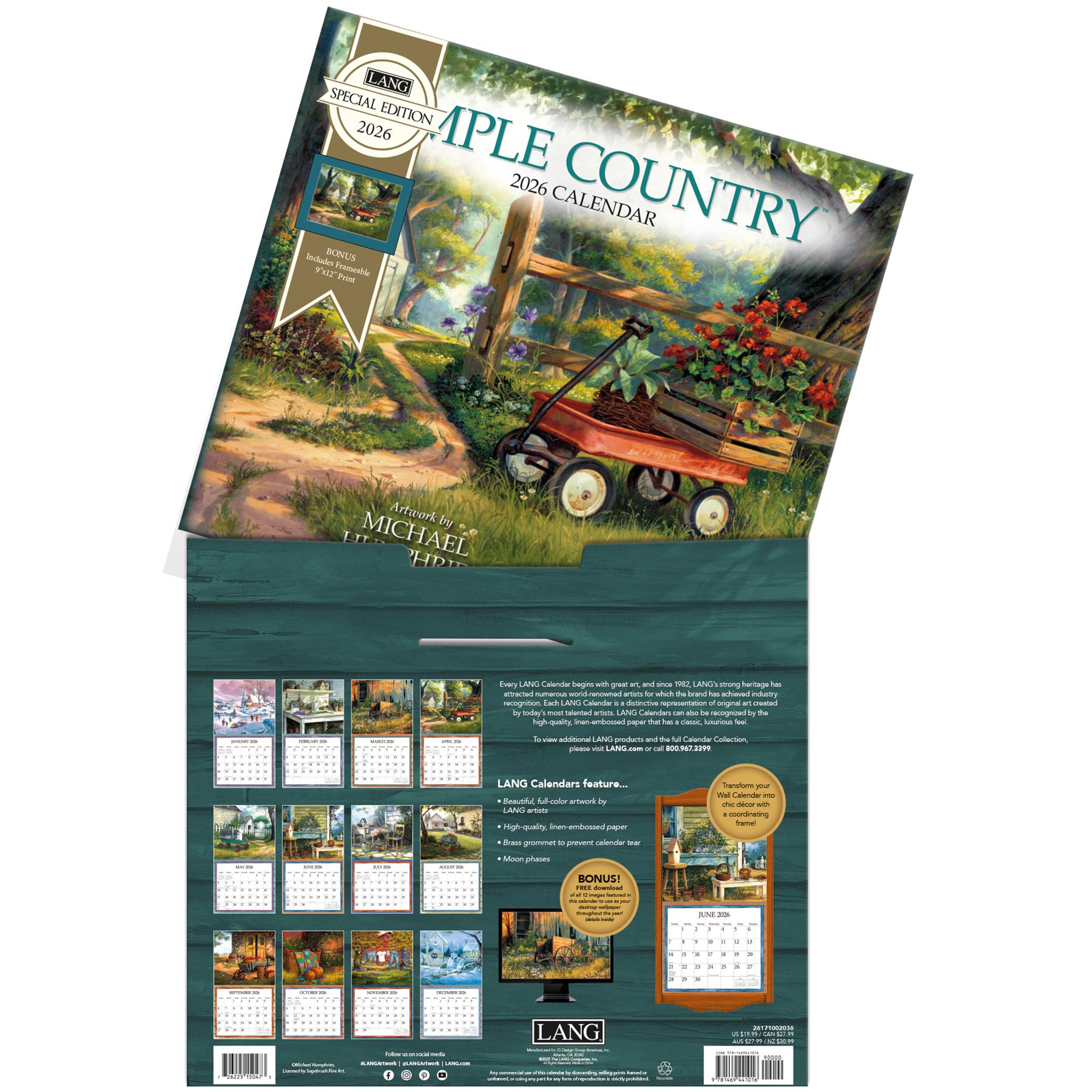 Simple Country 2026 Special Edition Wall Calendar with Print