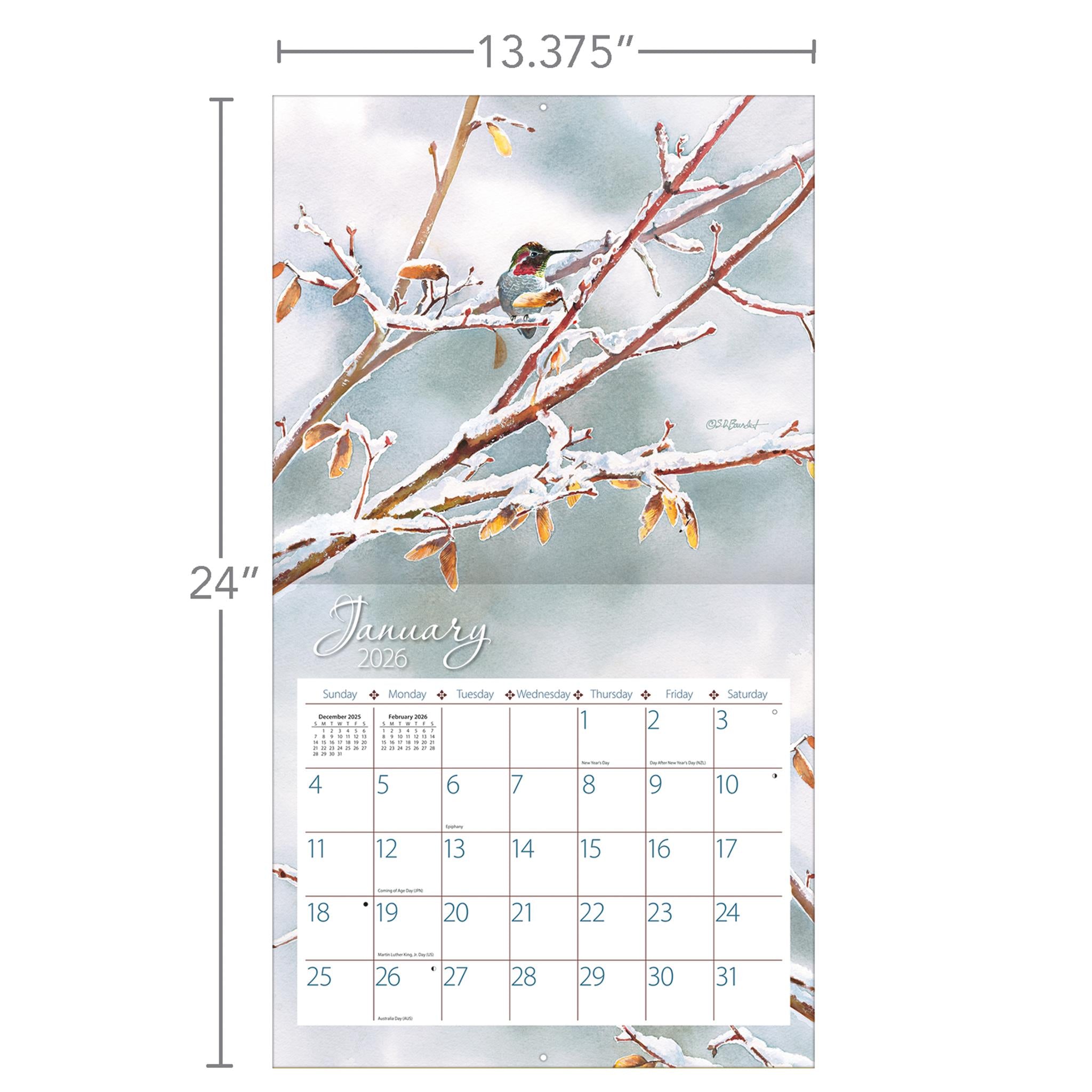 Hummingbirds 2026 Deluxe Wall Calendar - Online Only
