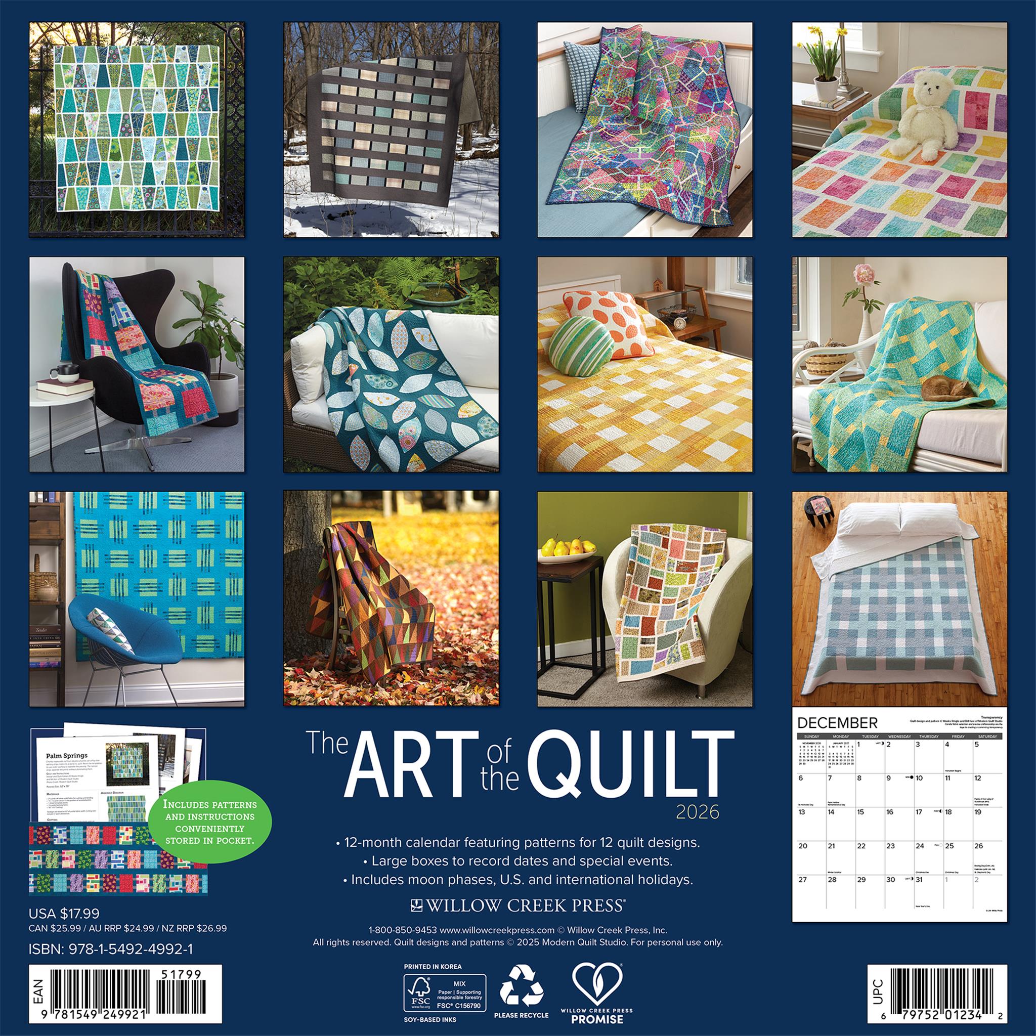 Art Of The Quilt 2026 Wall Calendar
