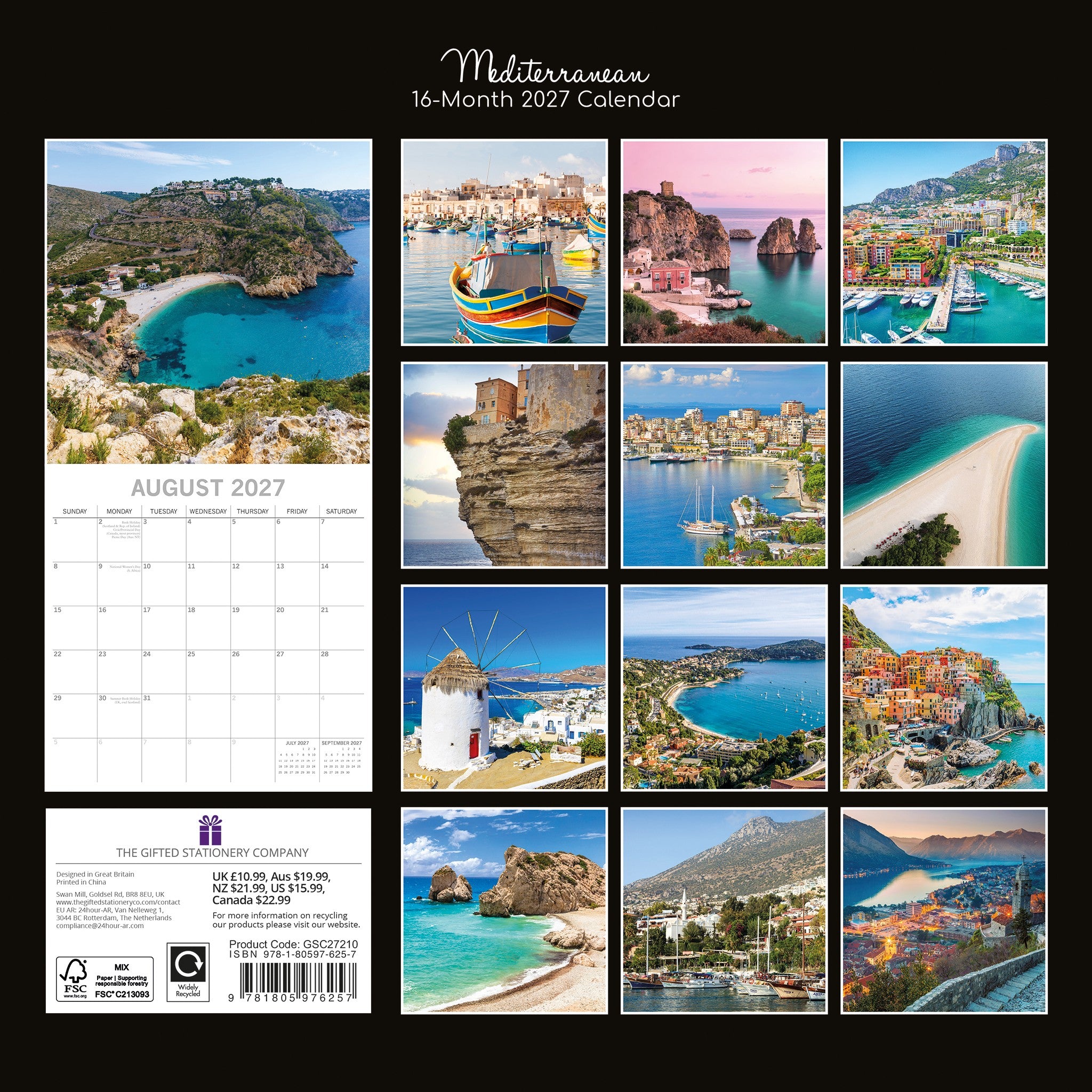 Mediterranean 2027 Wall Calendar