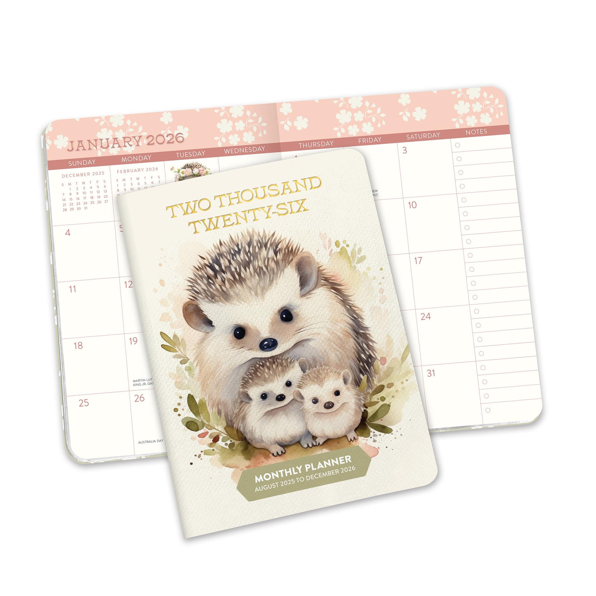 Hedgehog 2025-2026 Monthly Exclusive Pocket Planner