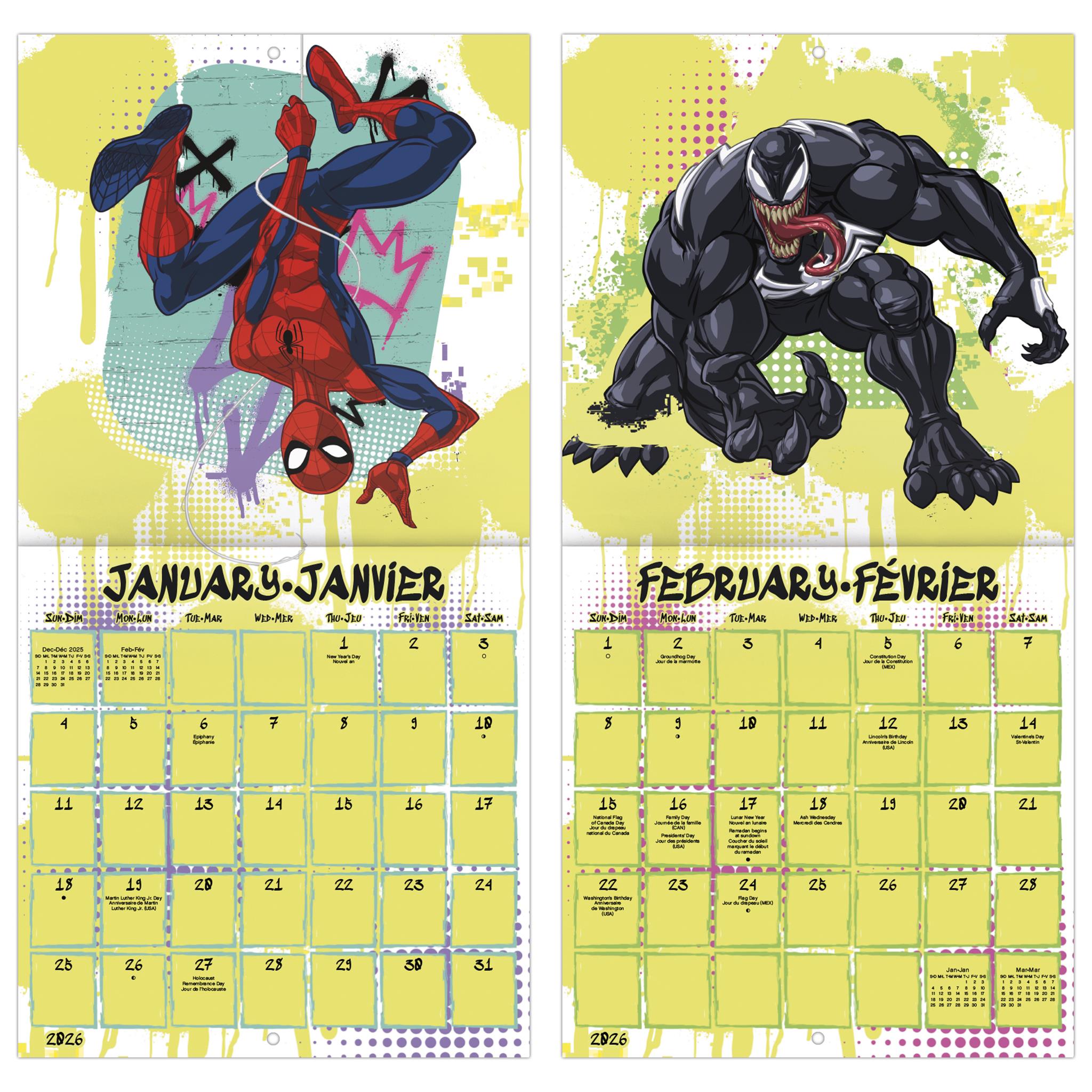 Spider Man Bilingual 2026 Mini Calendar