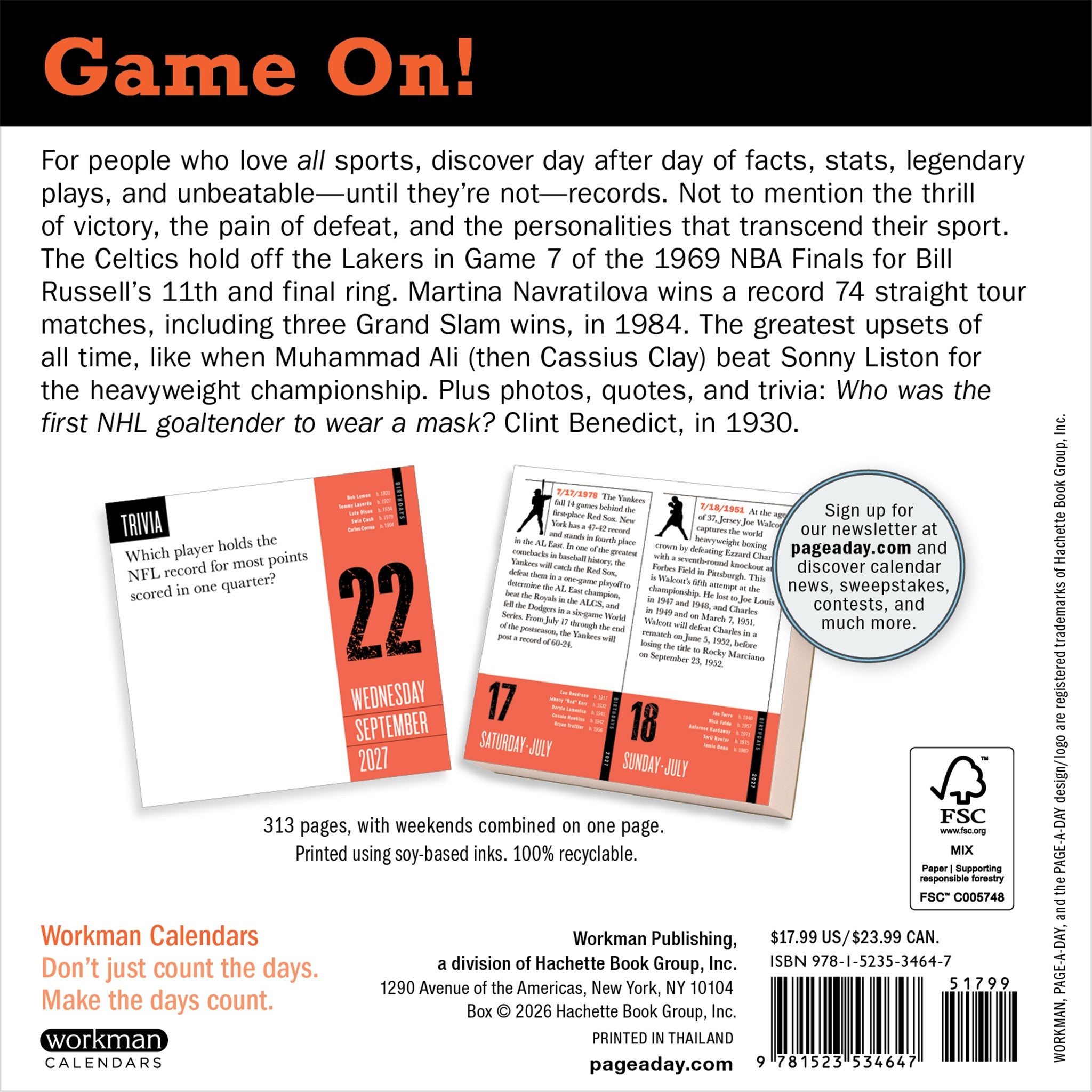 365 Sports Facts-A-Year 2027 Box Calendar