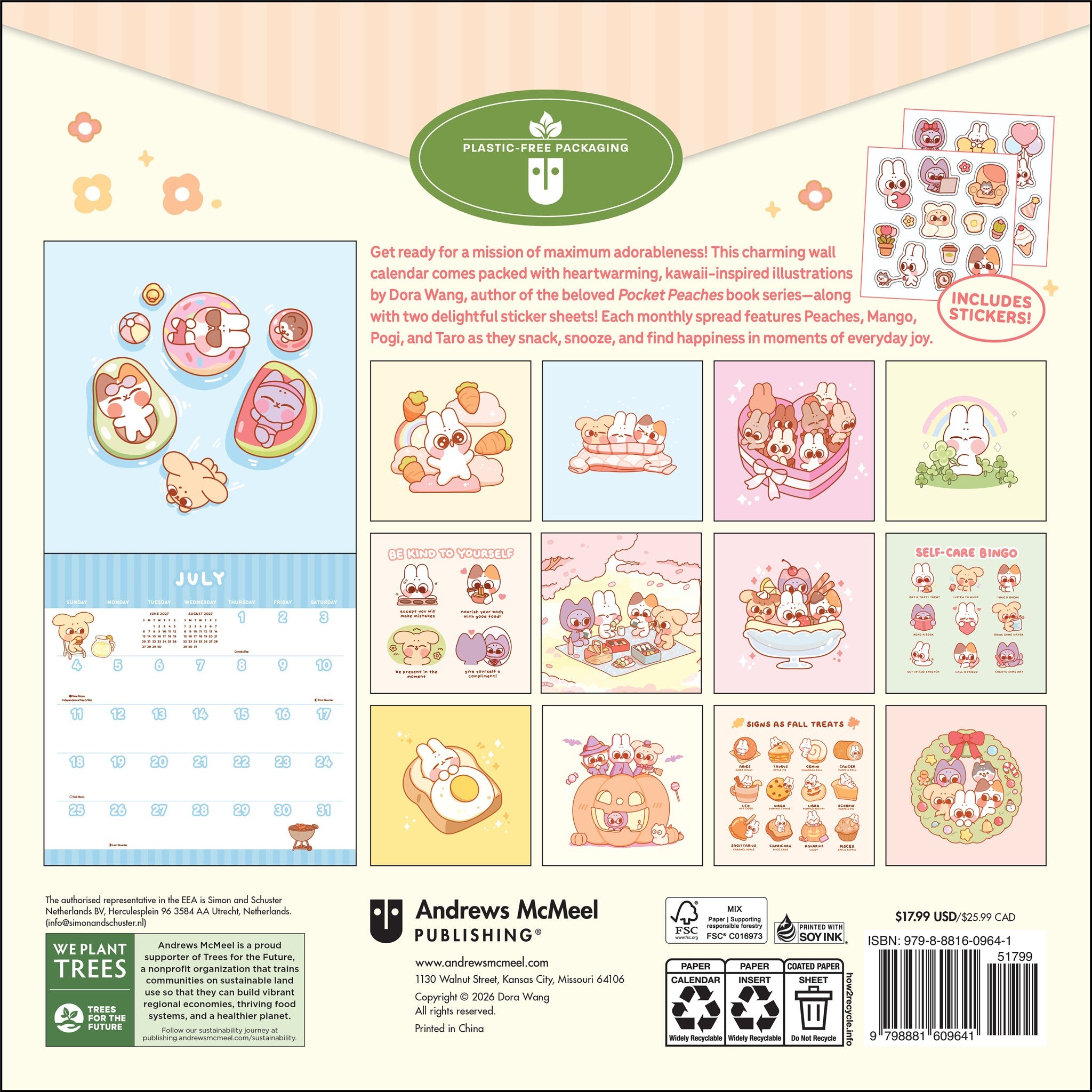 Pocket Peaches 2027 Wall Calendar