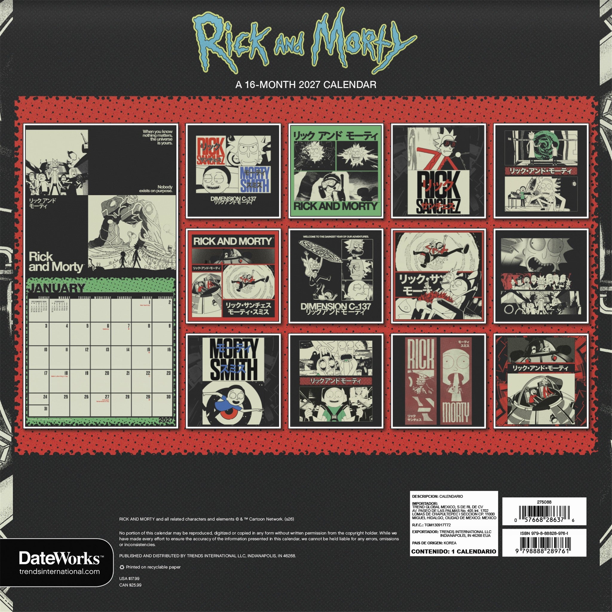 Rick and Morty 2027 Wall Calendar
