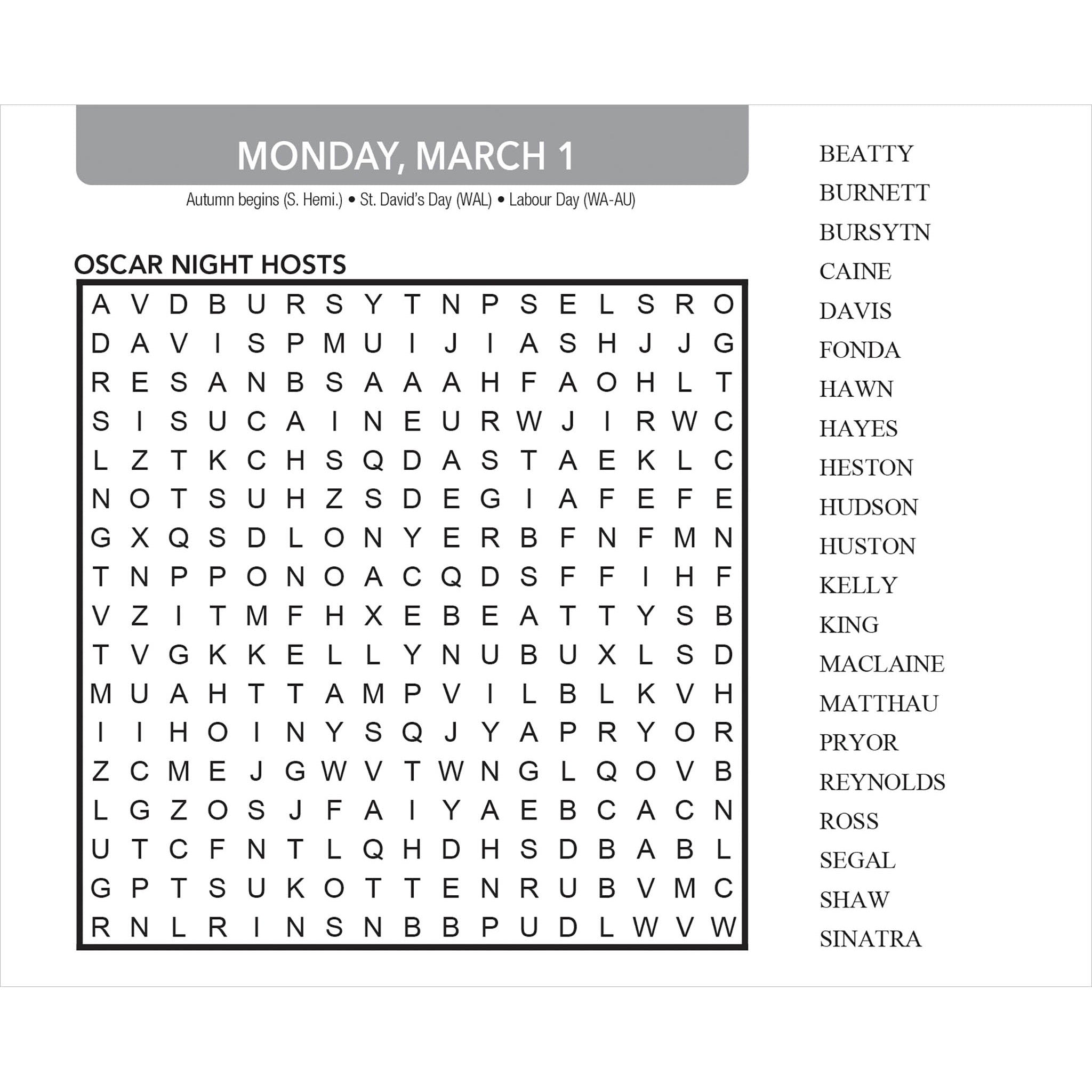 Word Search 2027 Box Calendar