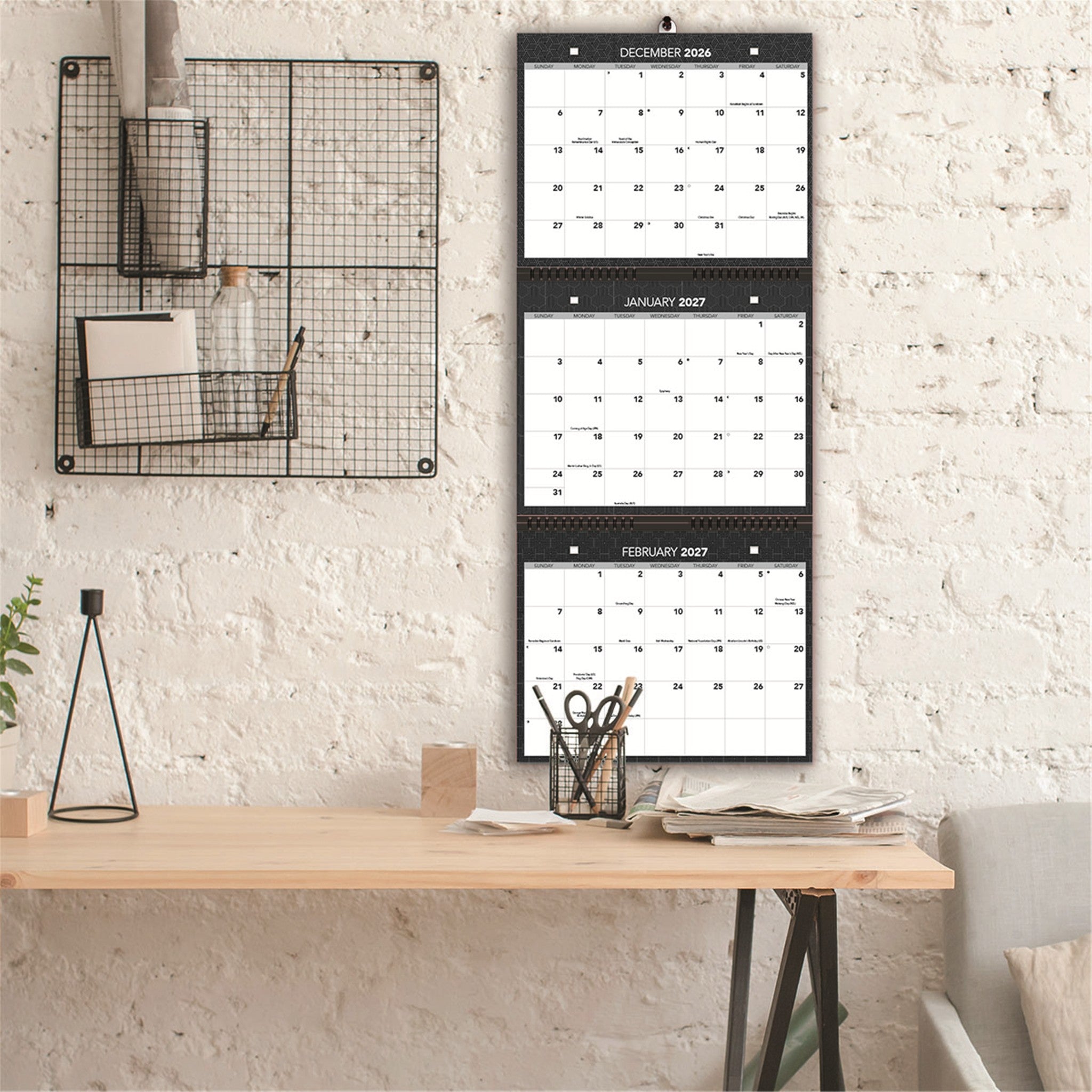 Office Tri-View 2026-2027 Wall Calendar