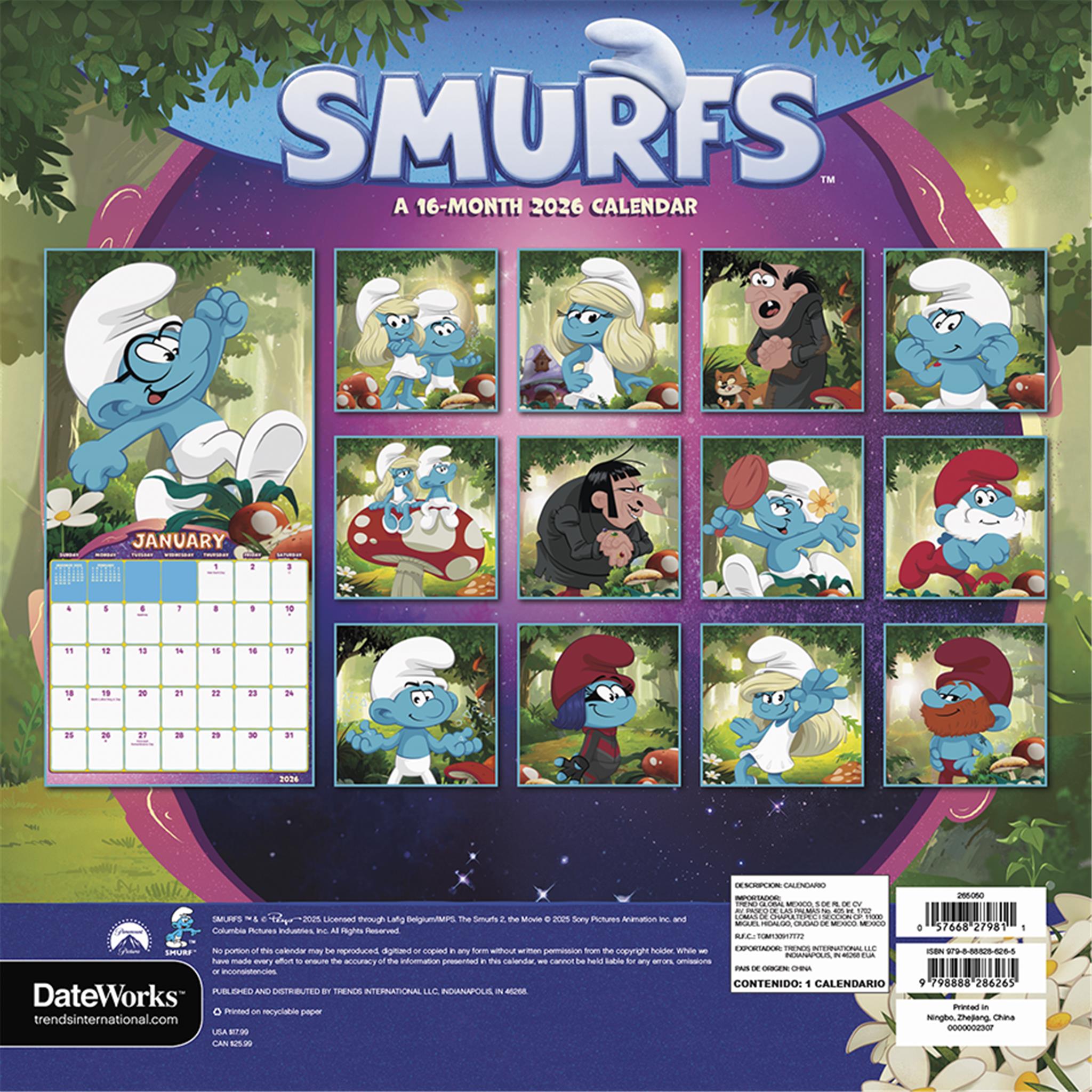 Smurfs 2 2026 Wall Calendar - Online Exclusive