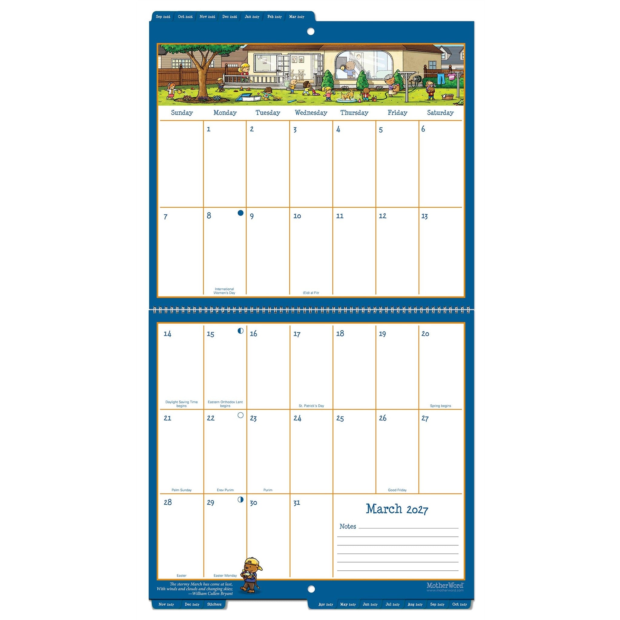 MotherWord Tabbed English 2027 Wall Calendar