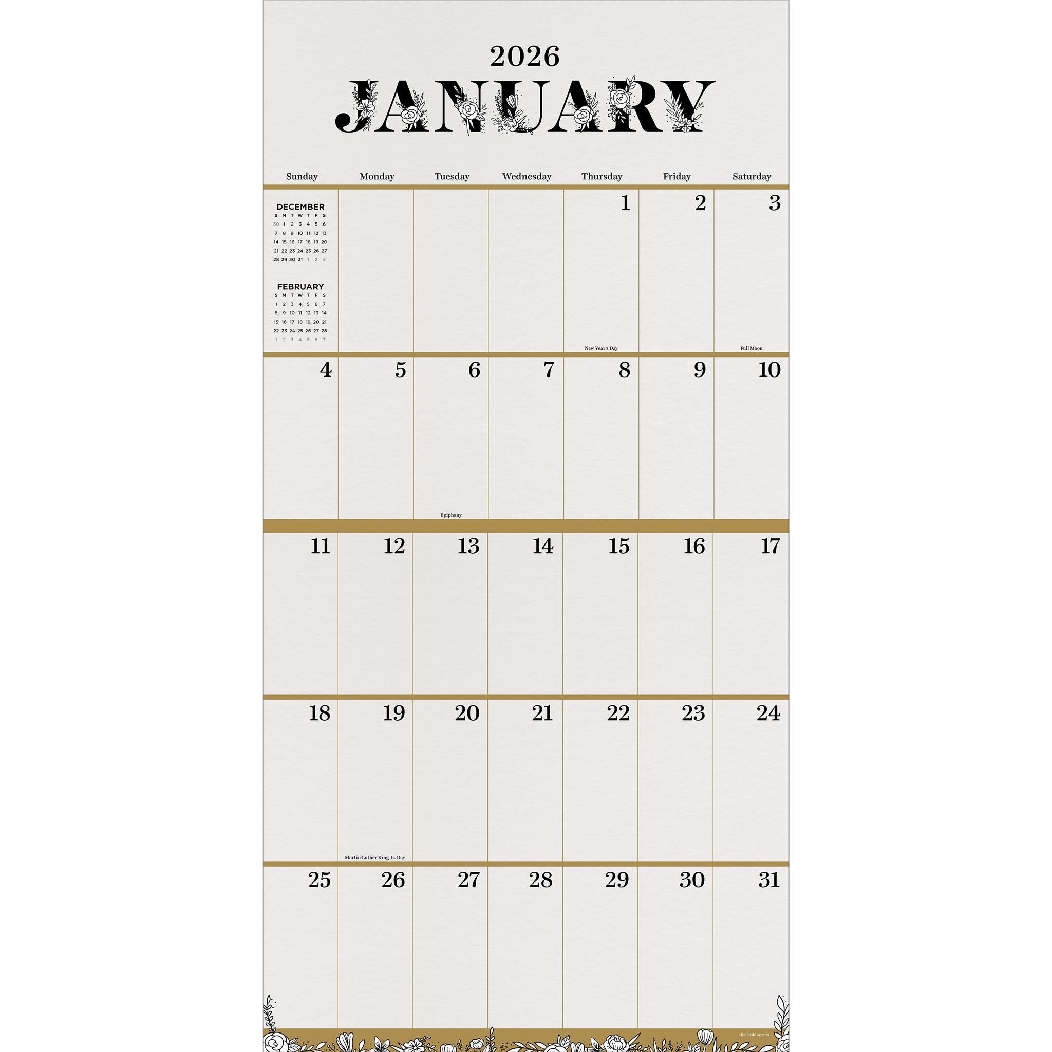 Big Grid Floral 2026 Wall Calendar