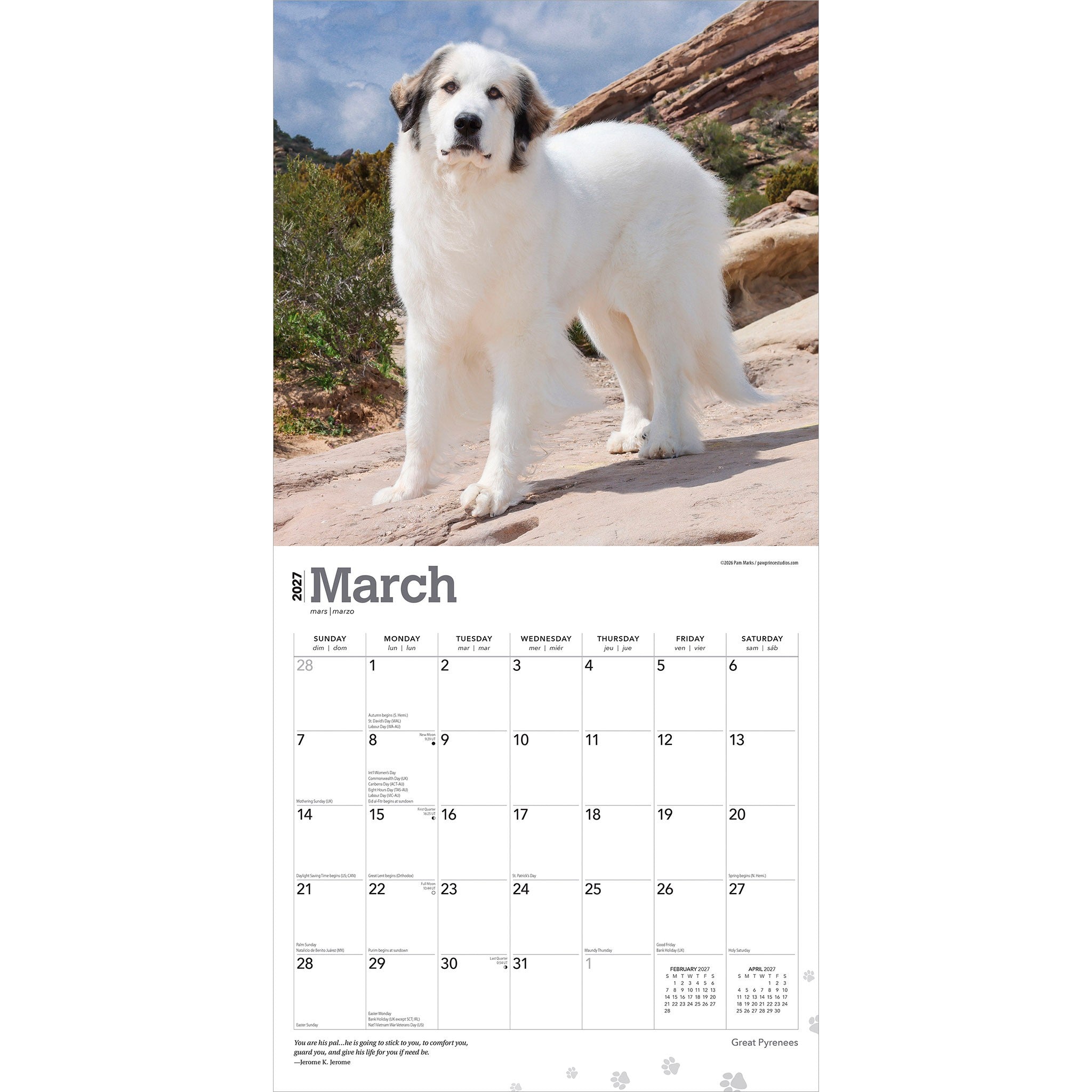 Great Pyrenees 2027 Wall Calendar