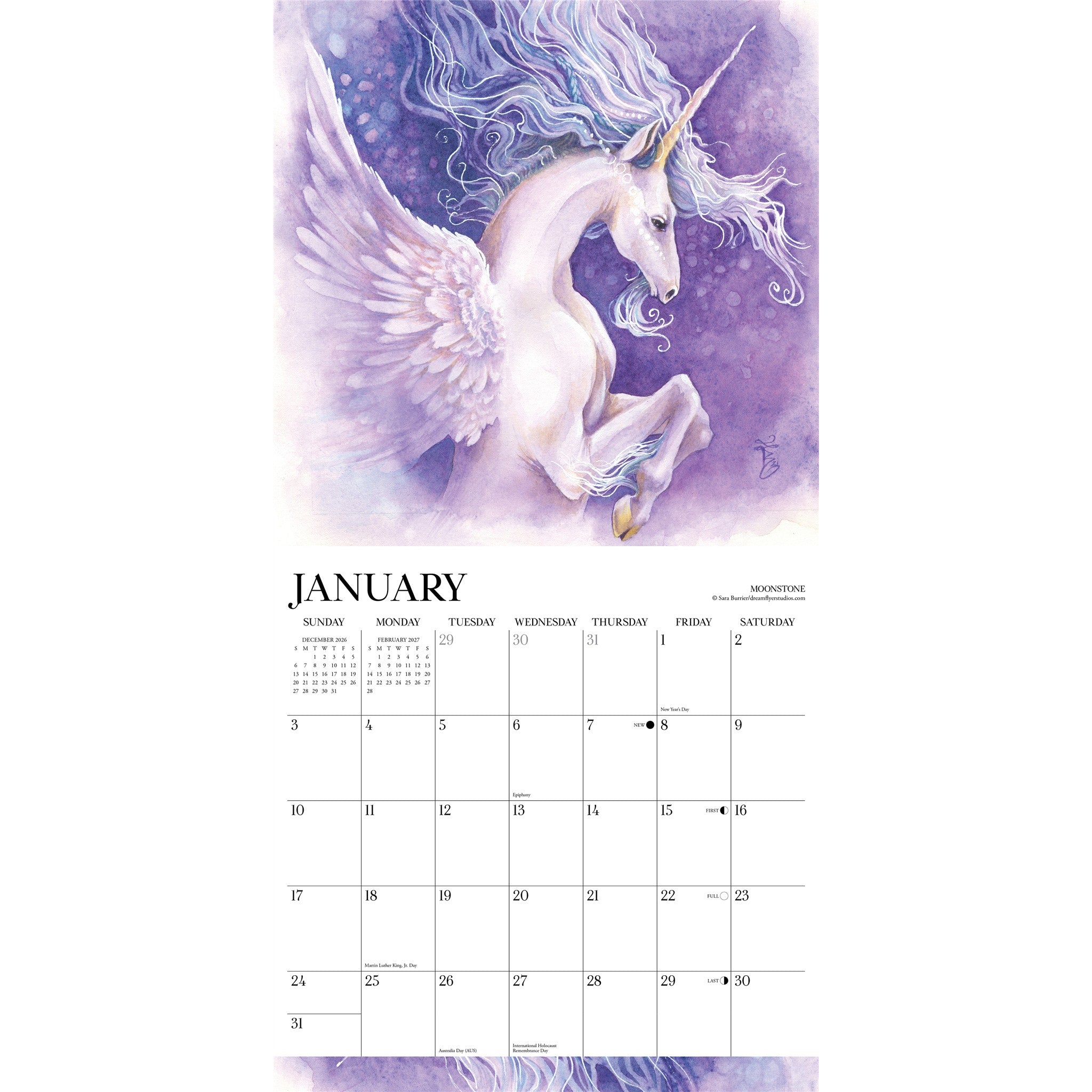 Unicorns by Sara Burrier 2027 Wall Calendar - Online Only