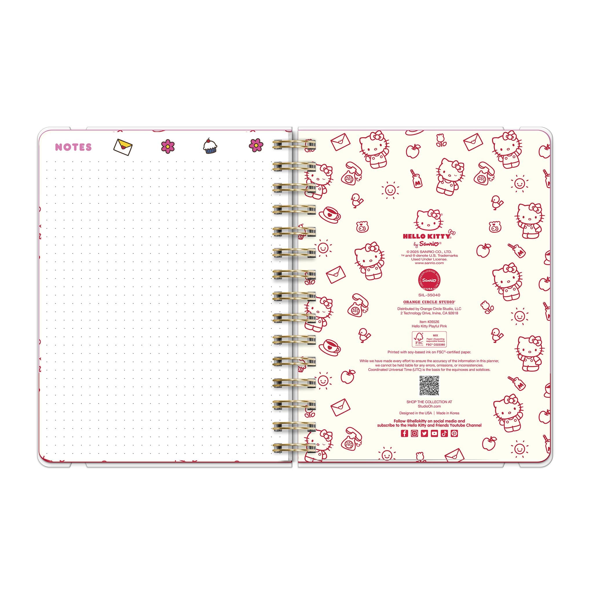 Hello Kitty Playful Pink Deluxe 2025-2026 Planner Calendar