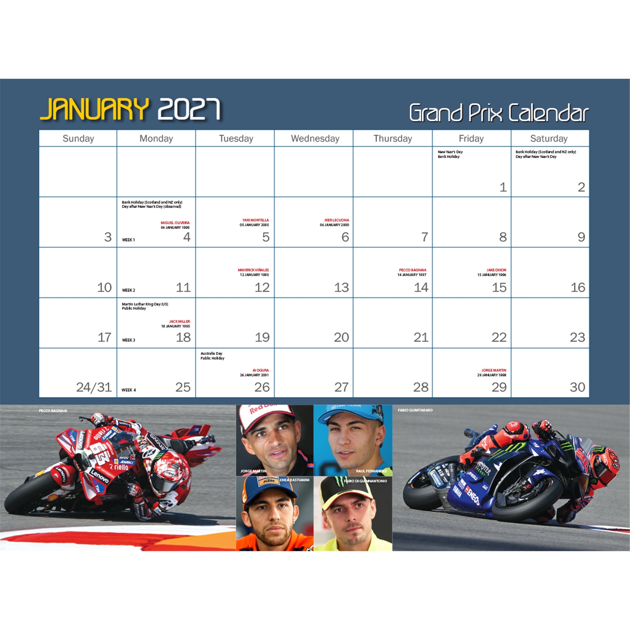 Motocourse Grand Prix and Superbike 2027 Wall Calendar