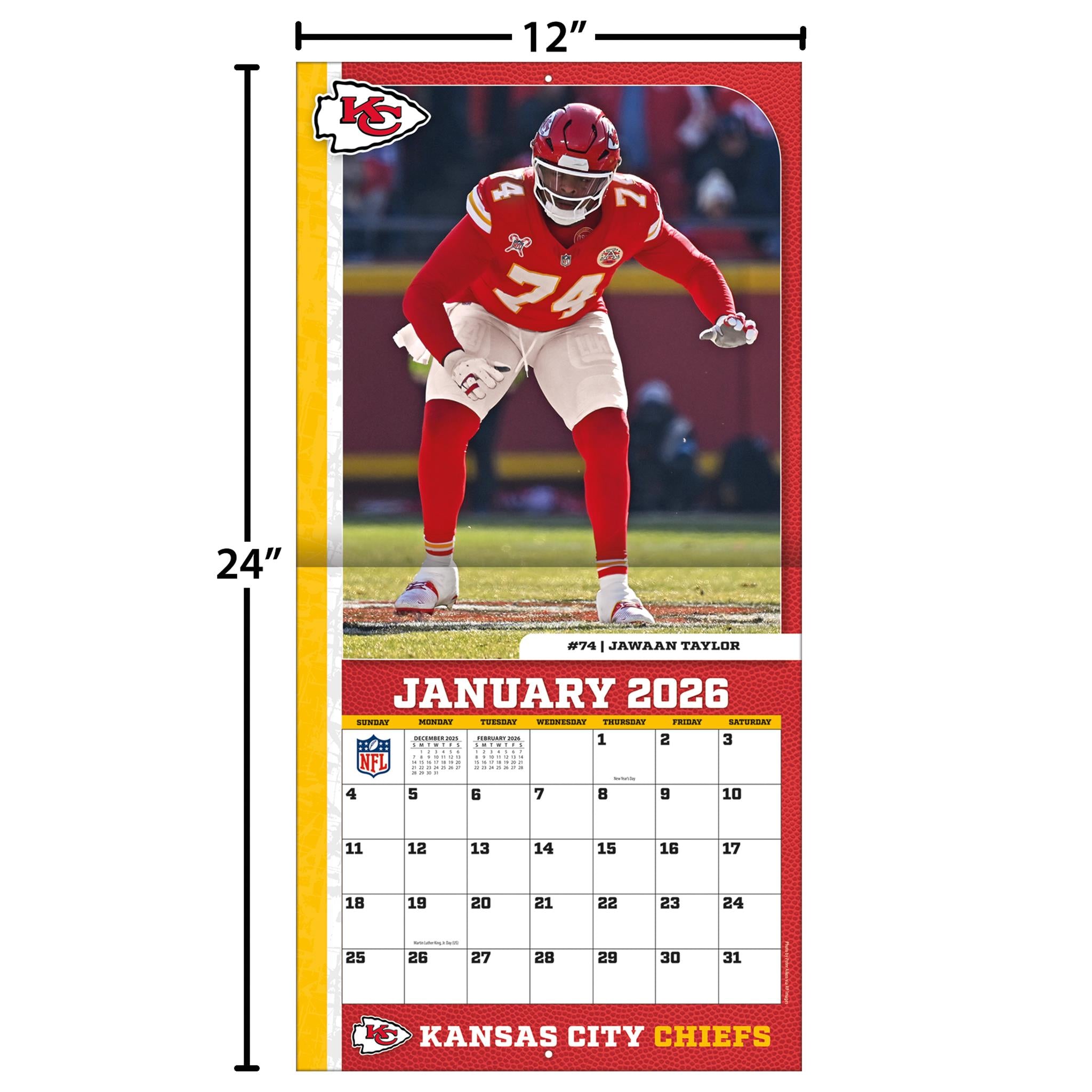 NFL Kansas City Chiefs 2026 Wall Calendar