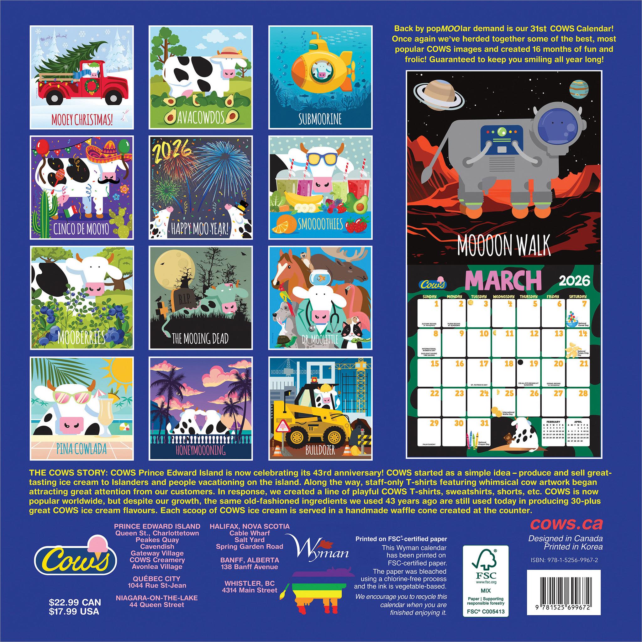Cows Creamery 2026 Wall Calendar