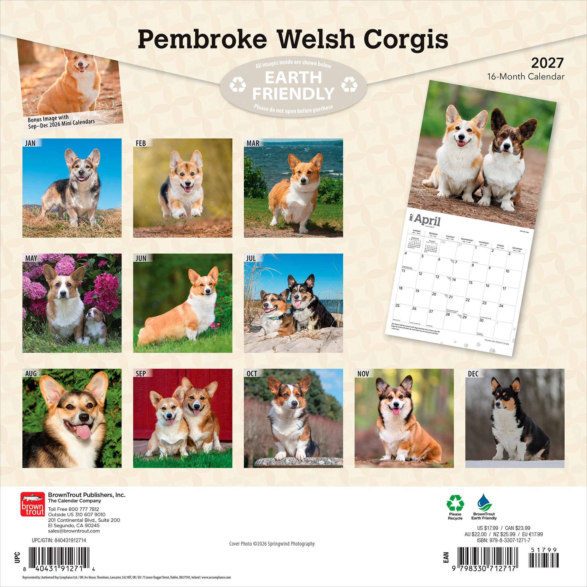 Pembroke Welsh Corgis 2027 Wall Calendar - Online Only
