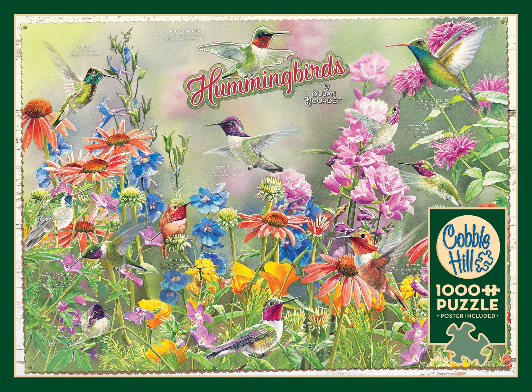 625012401784 Hummingbirds 1000 Piece Puzzle Cobble Hill - Calendar