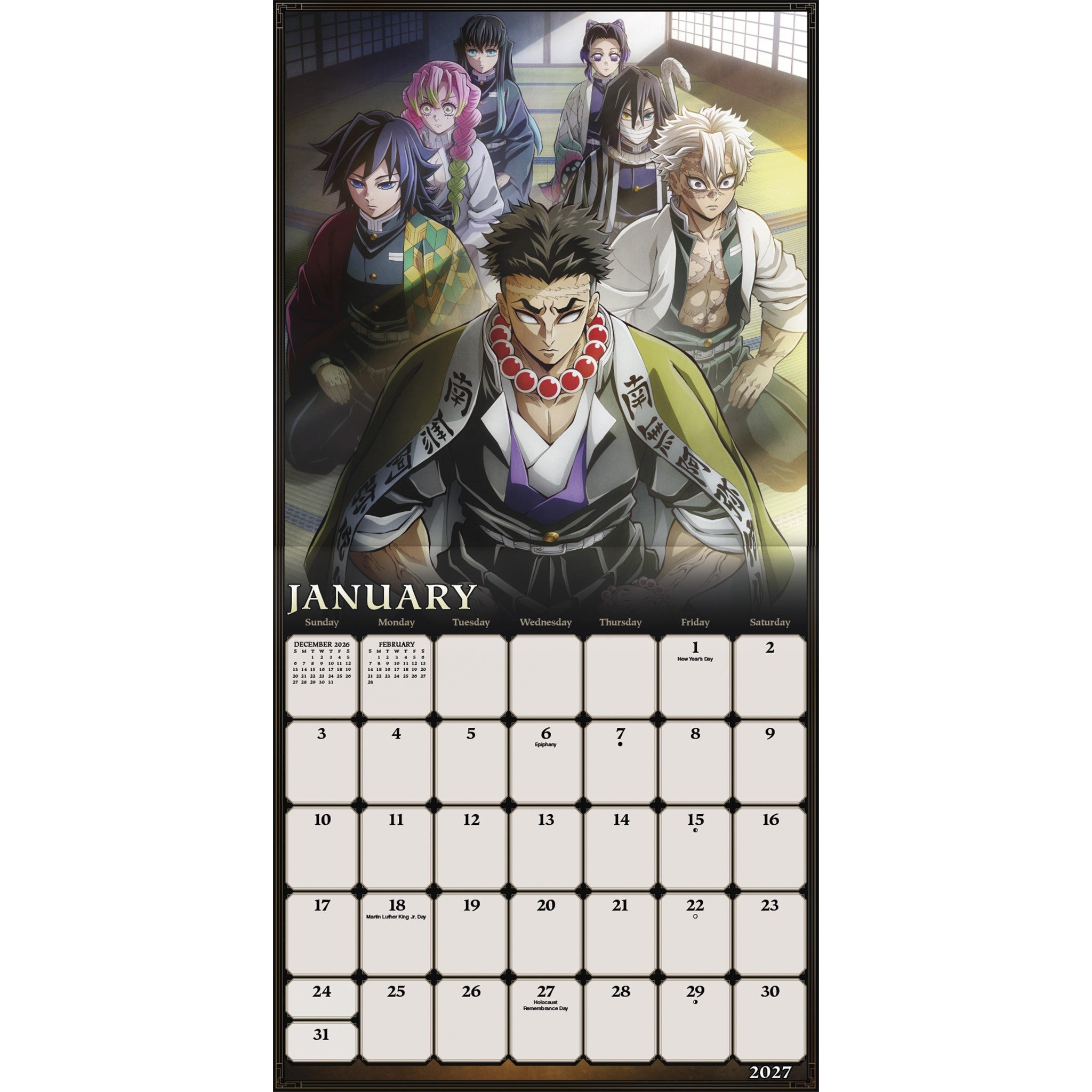 Demon Slayer Kimetsu no Yaiba Exclusive with Decals 2027 Wall Calendar
