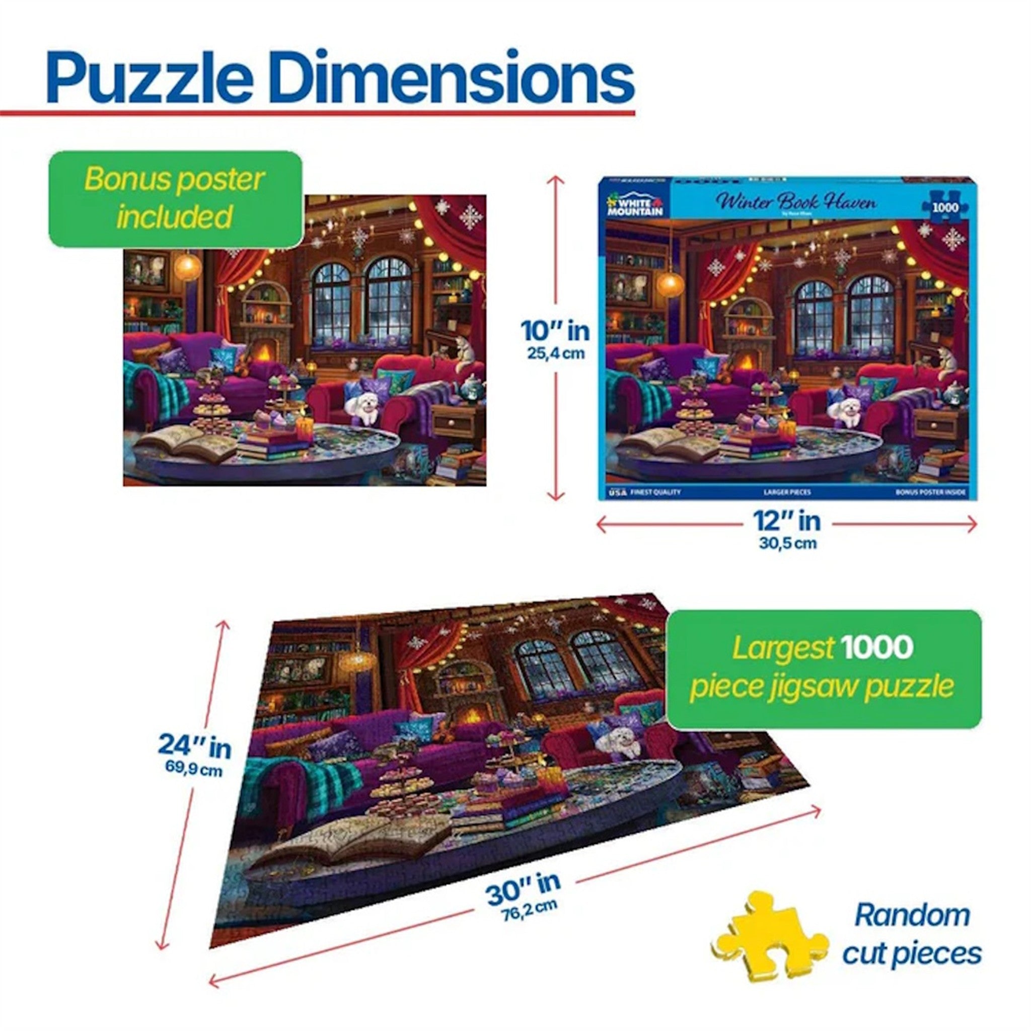 Winter Book Haven 1000 Piece Puzzle