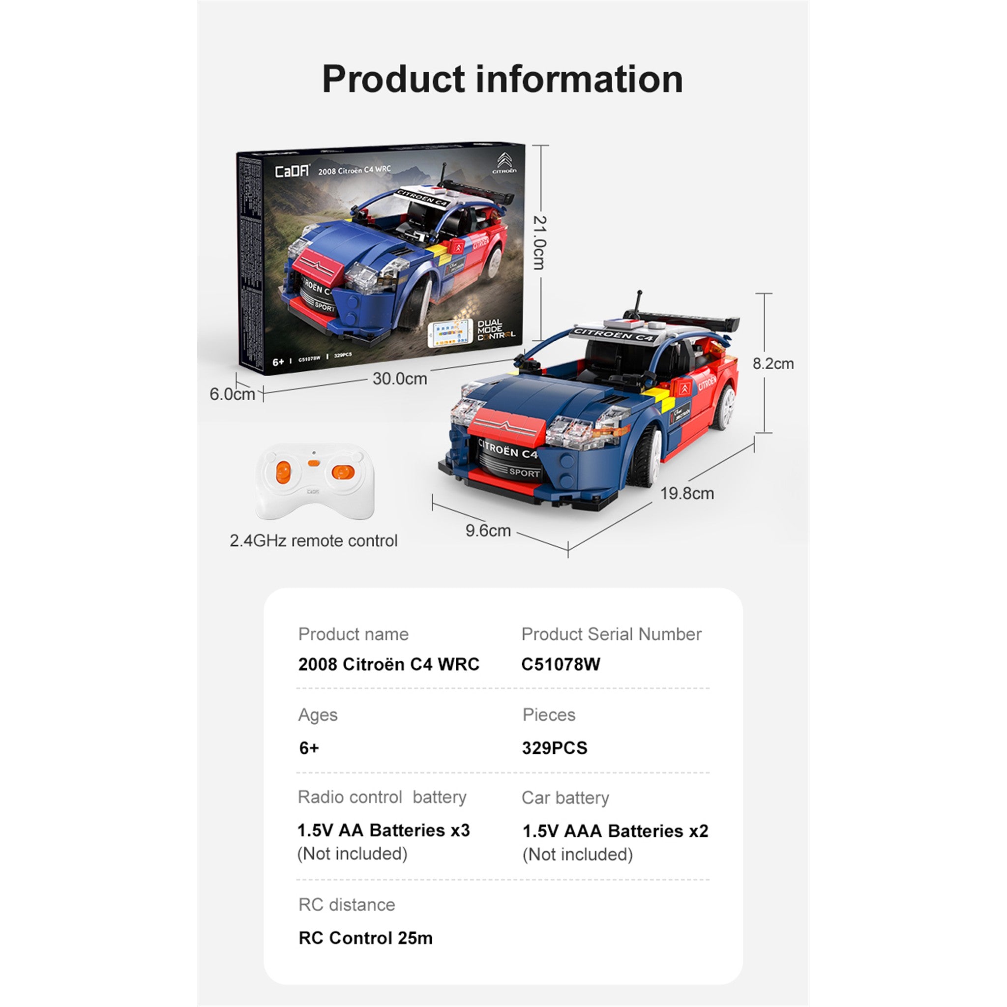 2008 Citroen C4 WRC 329 Pieces with Remote Control