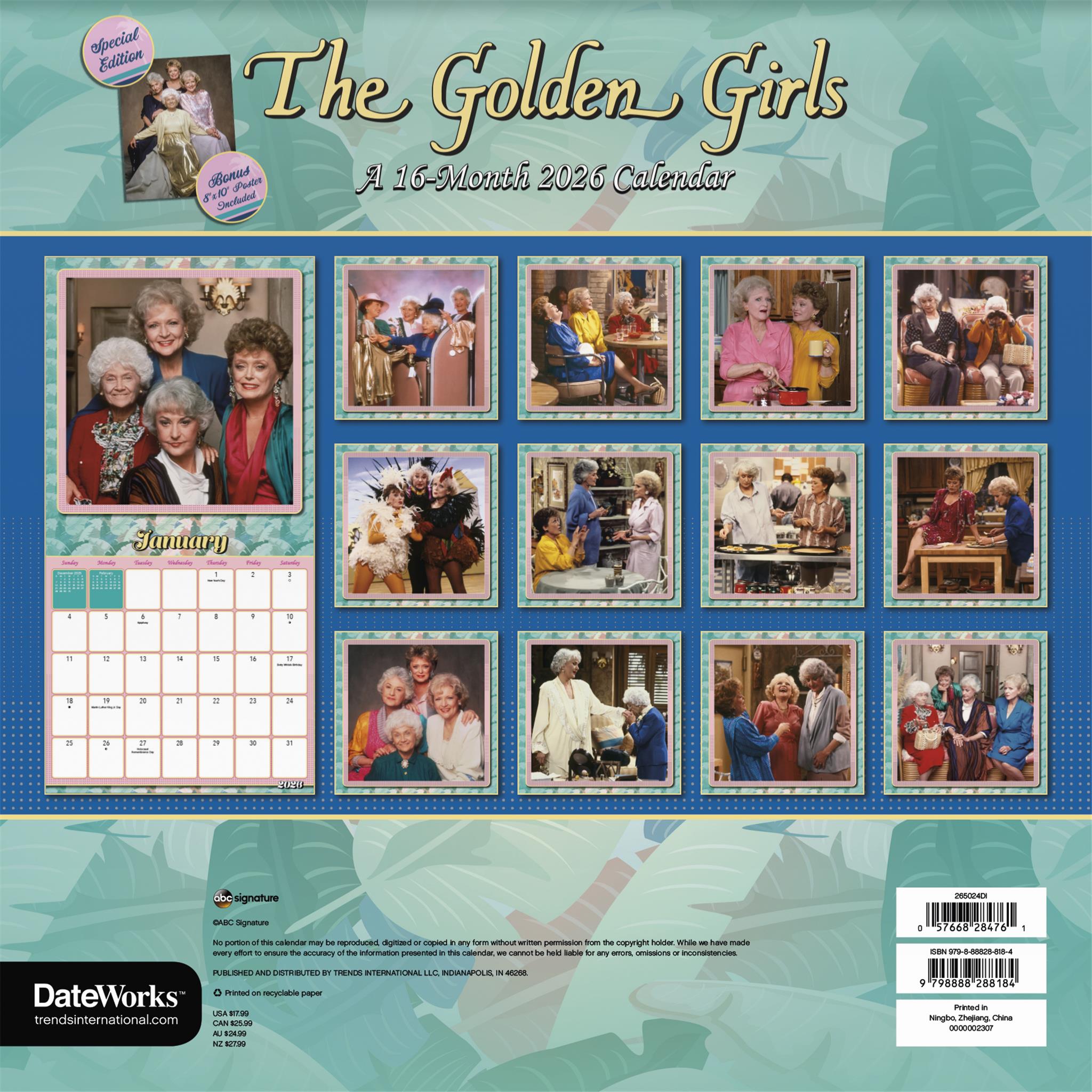 Golden Girls Exclusive with Print 2026 Deluxe Wall Calendar