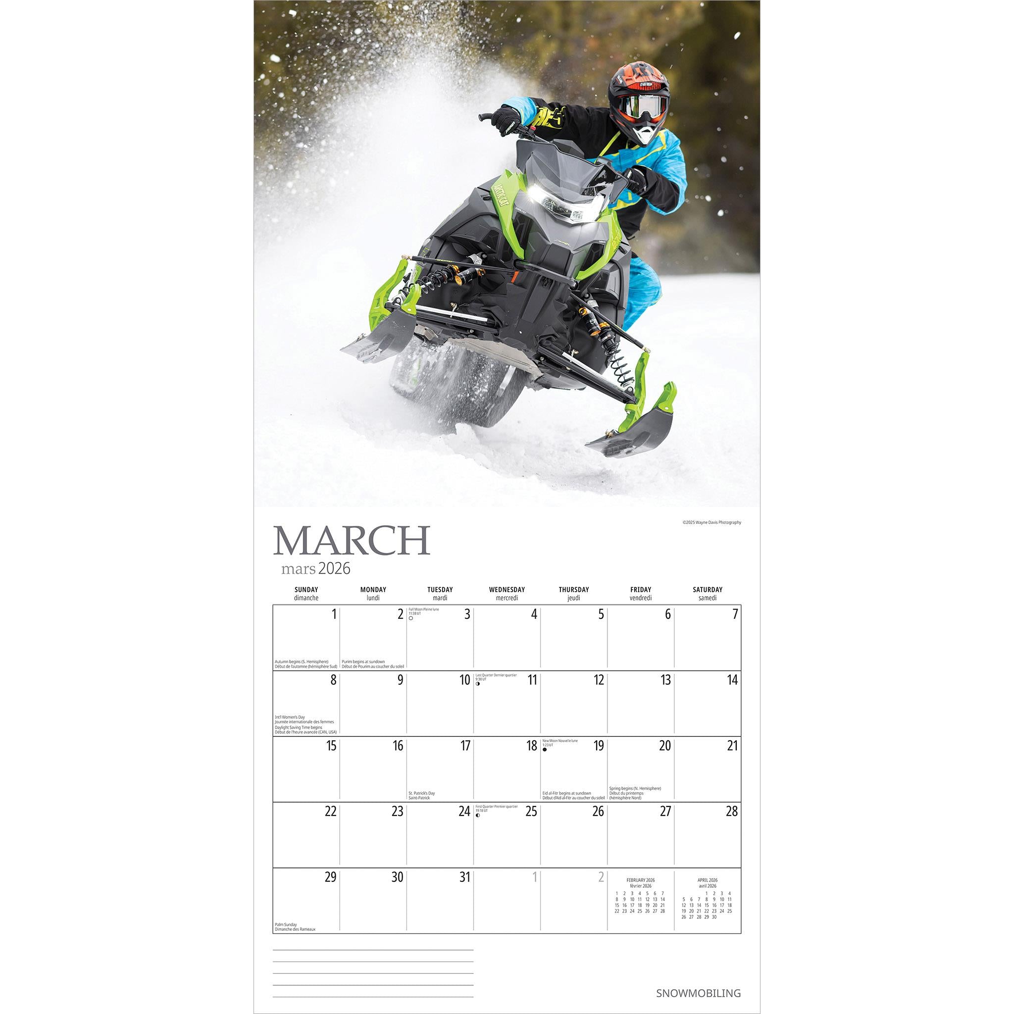 Snowmobiling 2026 Wall Calendar