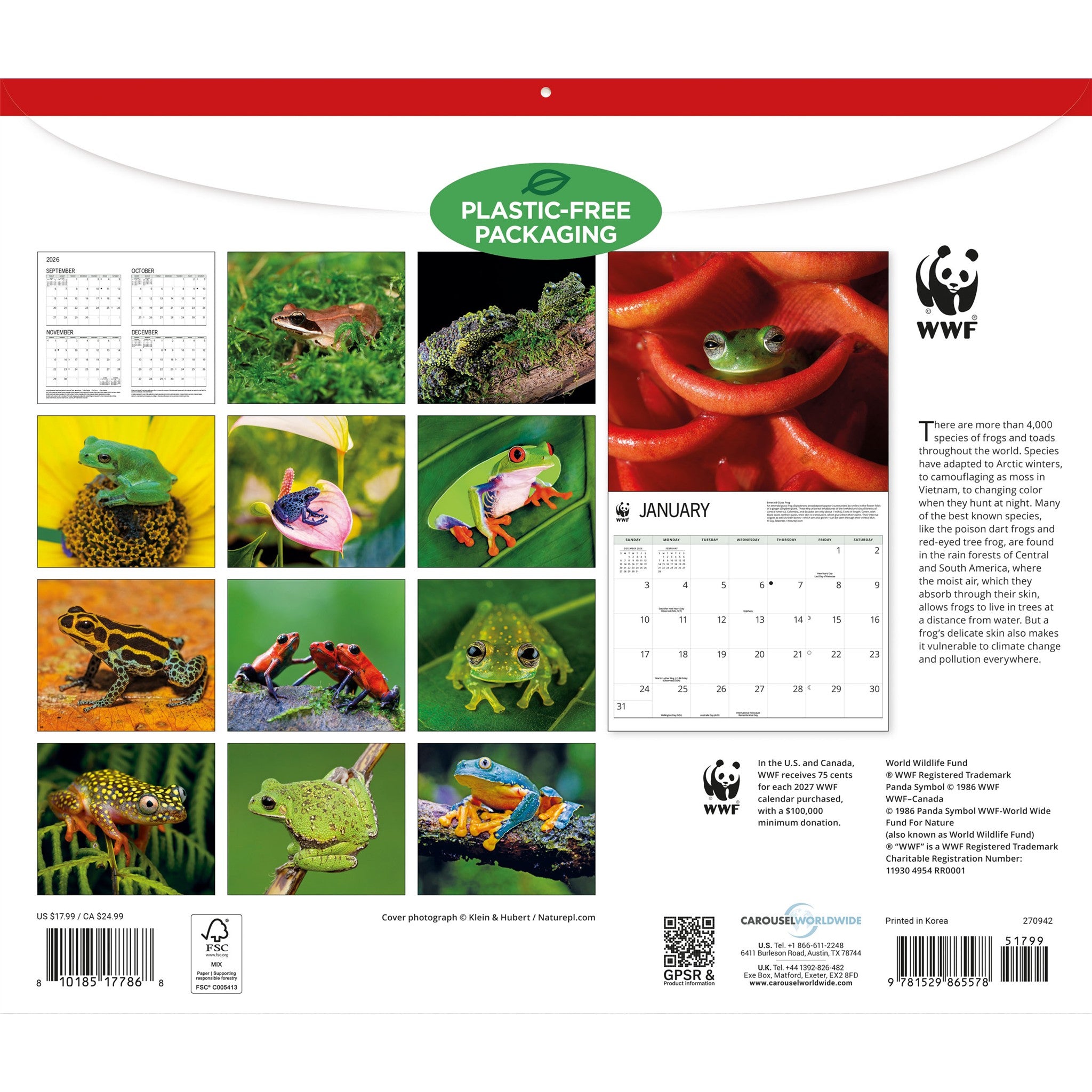 World Wildlife Fund Frogs 2027 Wall Calendar