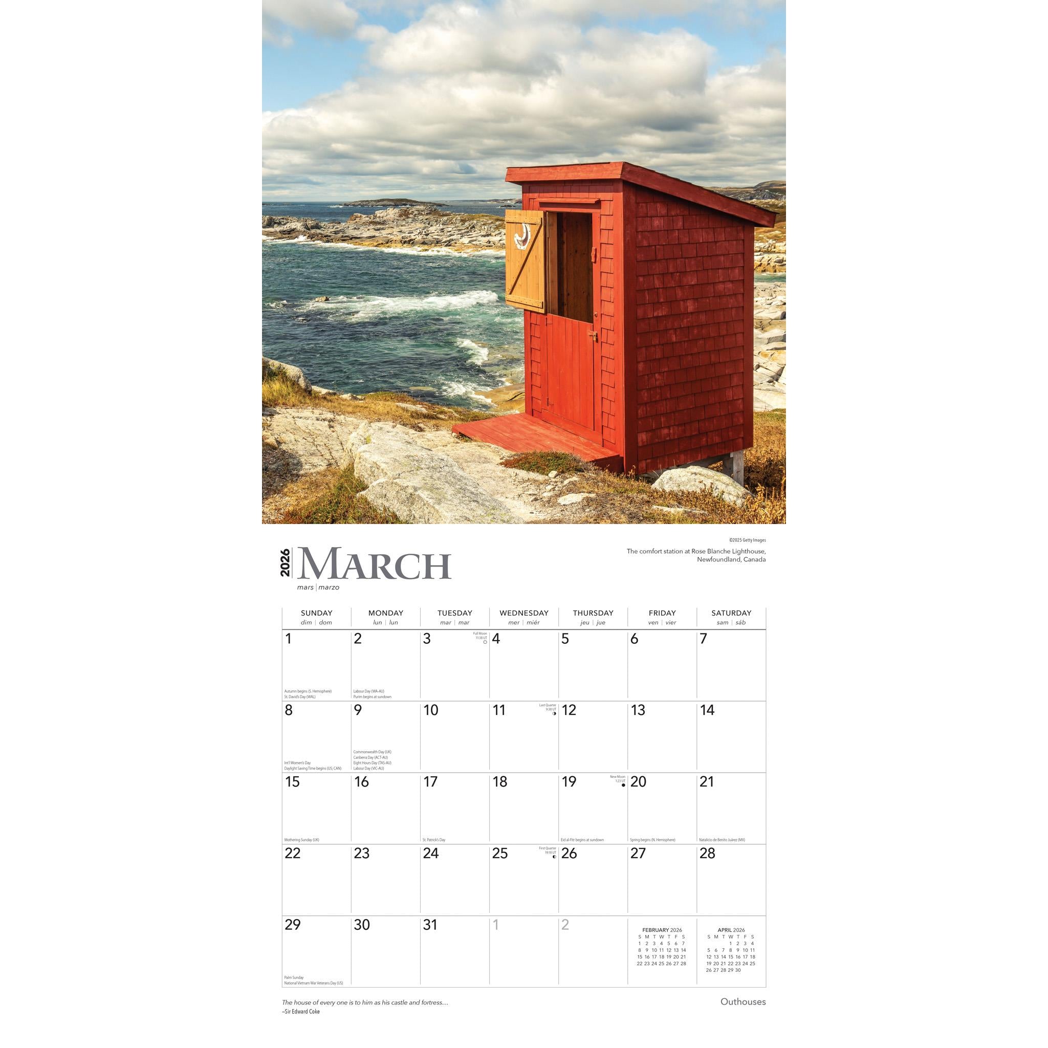 Outhouses 2026 Wall Calendar