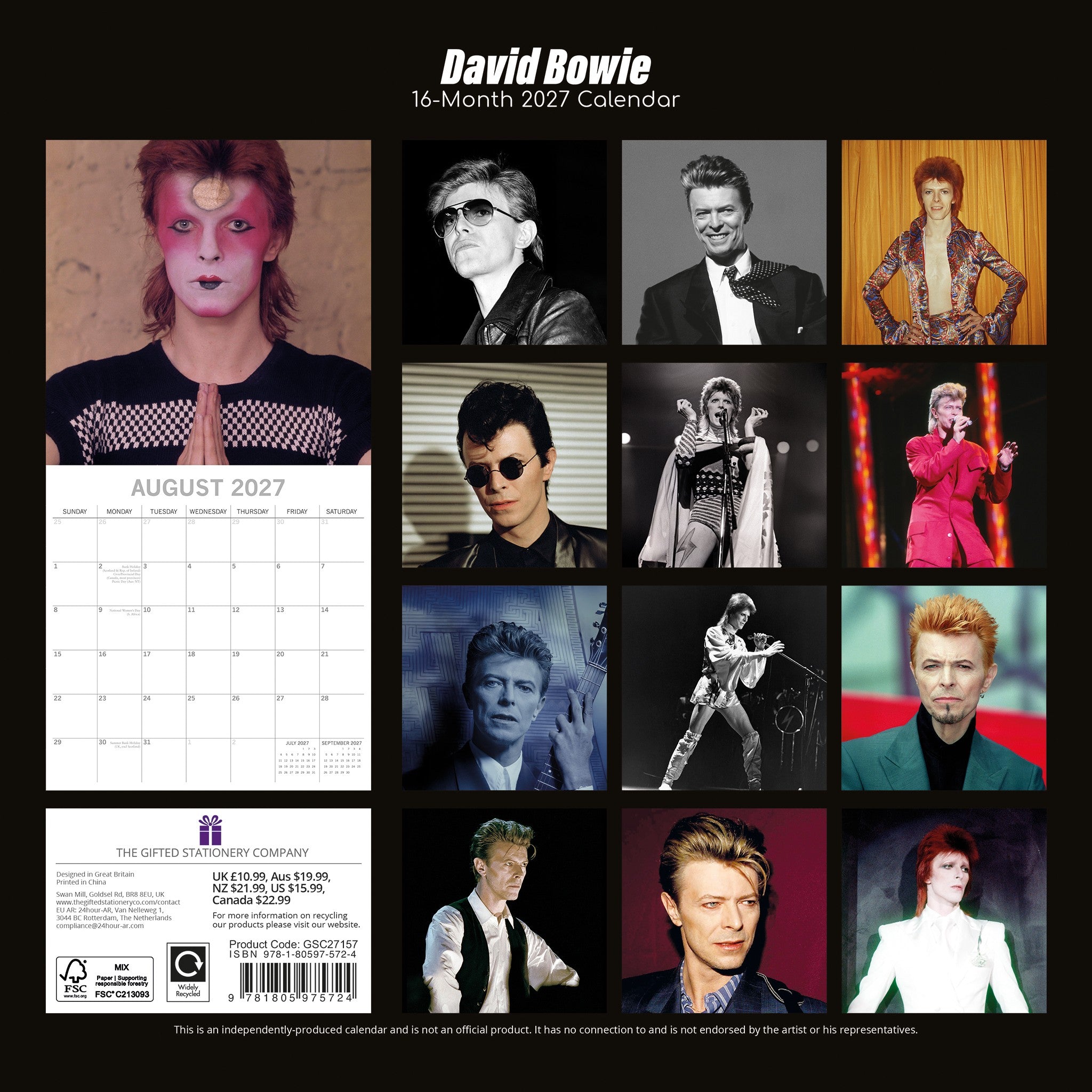 David Bowie 2027 Wall Calendar