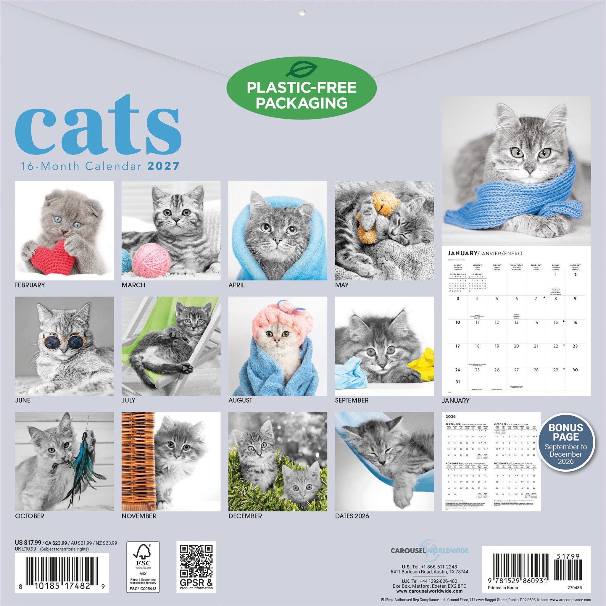 Cats 2027 Wall Calendar