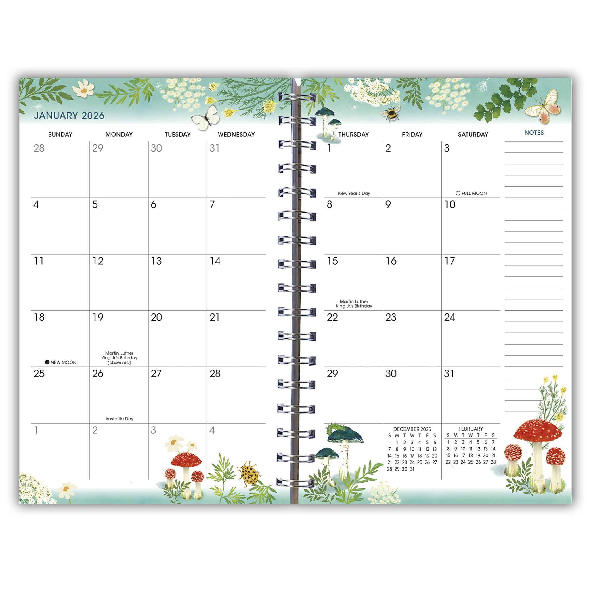 Designer Mushroom Garden 2025-2026 Engagement Calendar