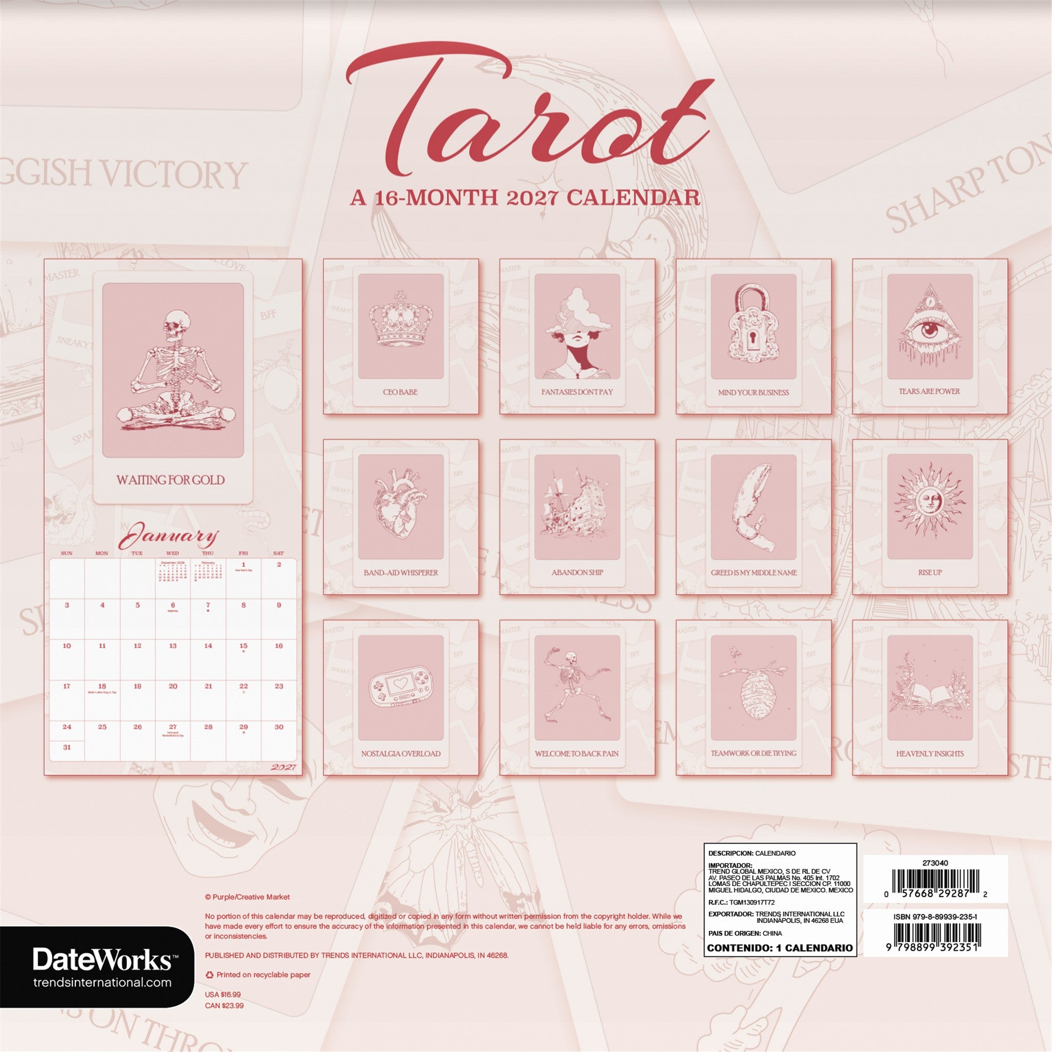 Tarot 2027 Wall Calendar - Online Only
