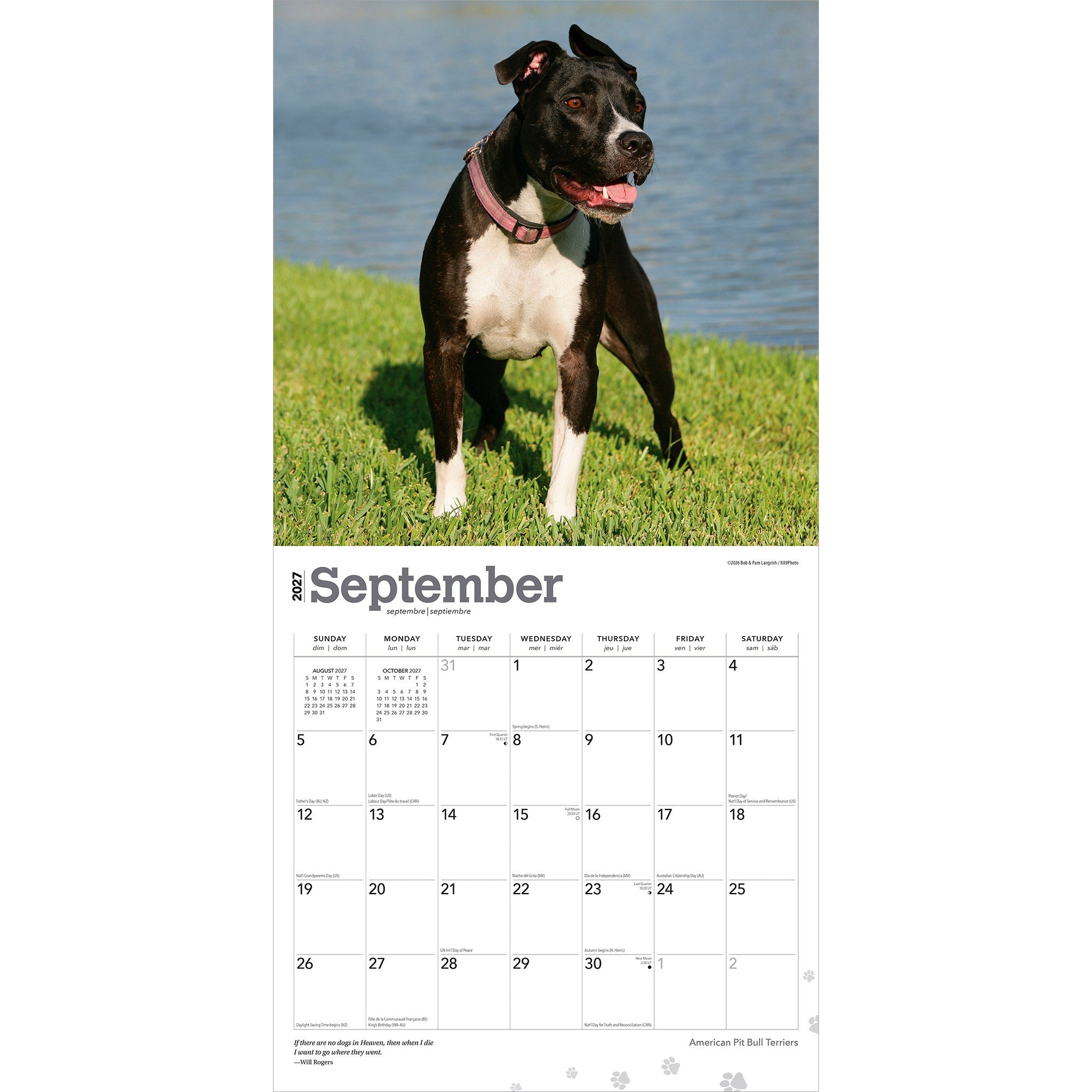 American Pit Bull Terriers 2027 Wall Calendar