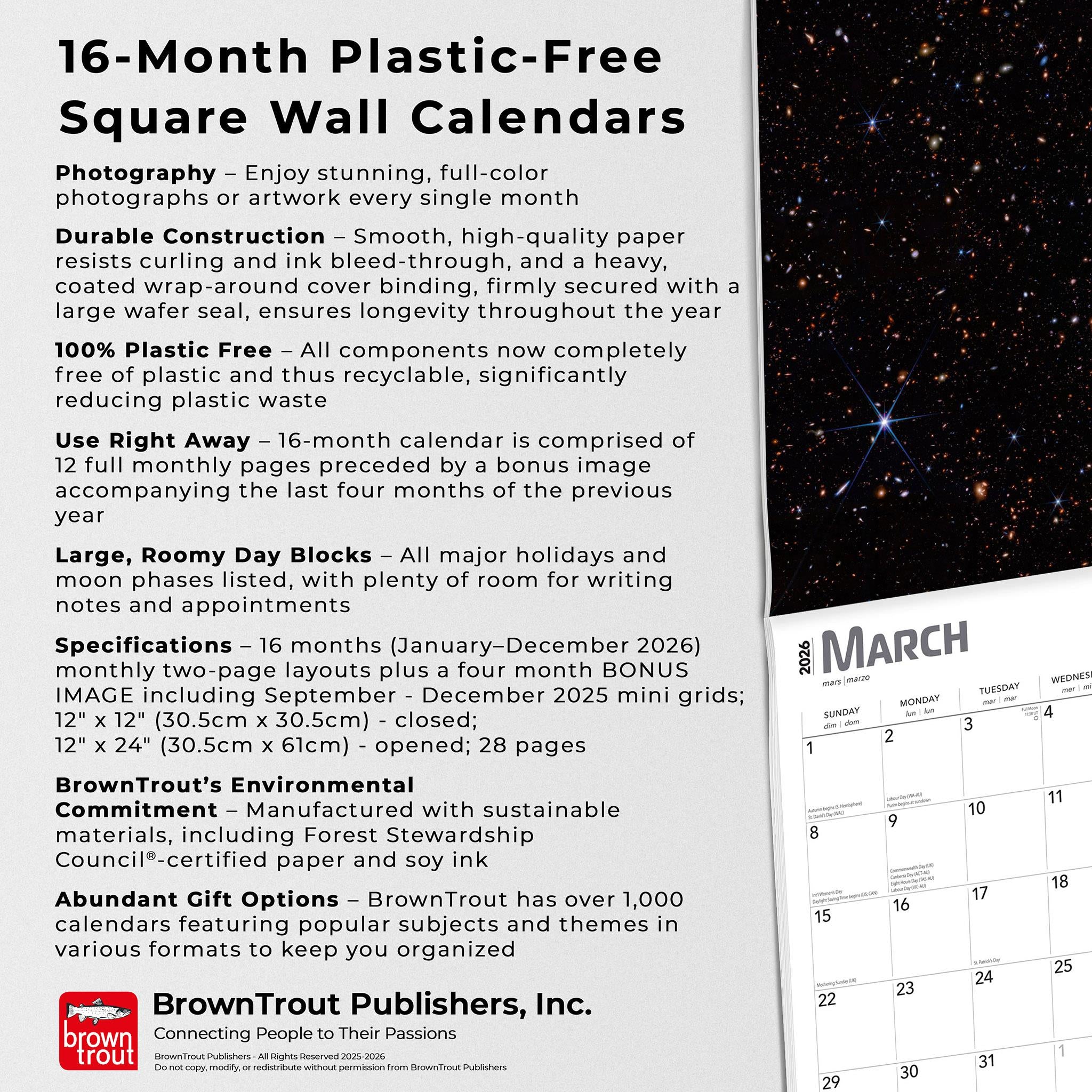 James Webb Space Telescope 2026 Wall Calendar - Online Only