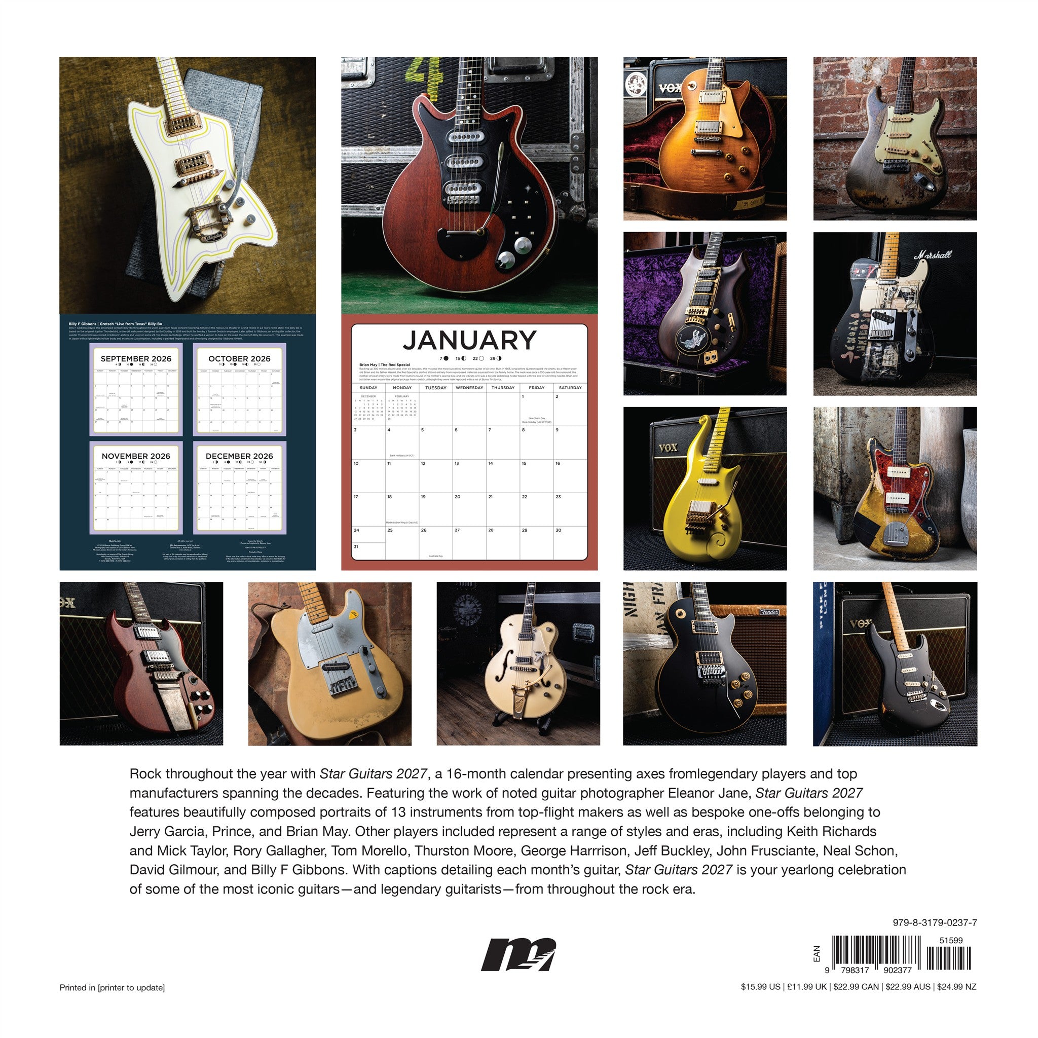 Star Guitars 2027 Wall Calendar - Online Only
