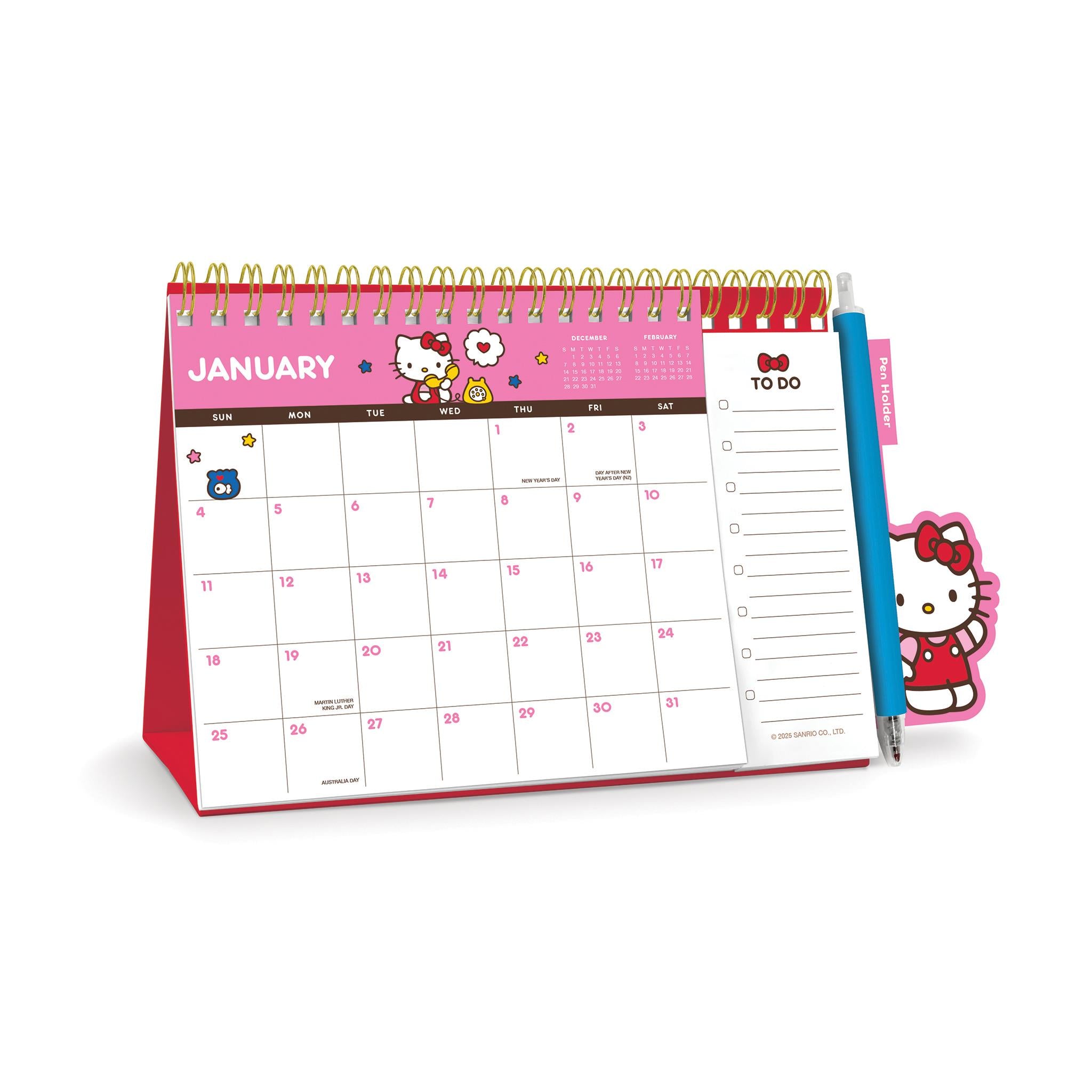 Hello Kitty Playful Pink 2026 Easel Calendar - Online Only